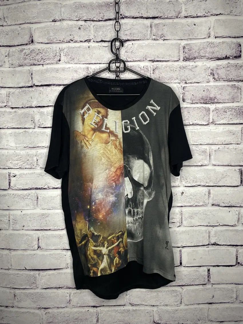 Vintage MENS Vintage y2k Pray Skeleton Religion T-Shirt Size US L / EU 52-54 / 3 - 1 Thumbnail