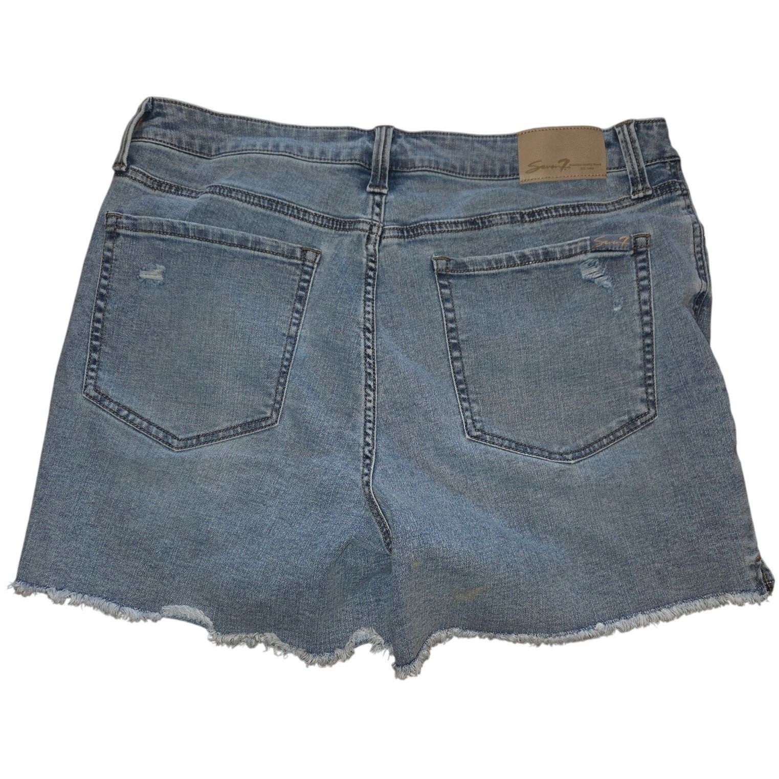Seven 7 Seven7 Acid Wash Distressed Denim Shorts - Women's 12 Size 34" / US 12 / IT 48 - 2 Thumbnail
