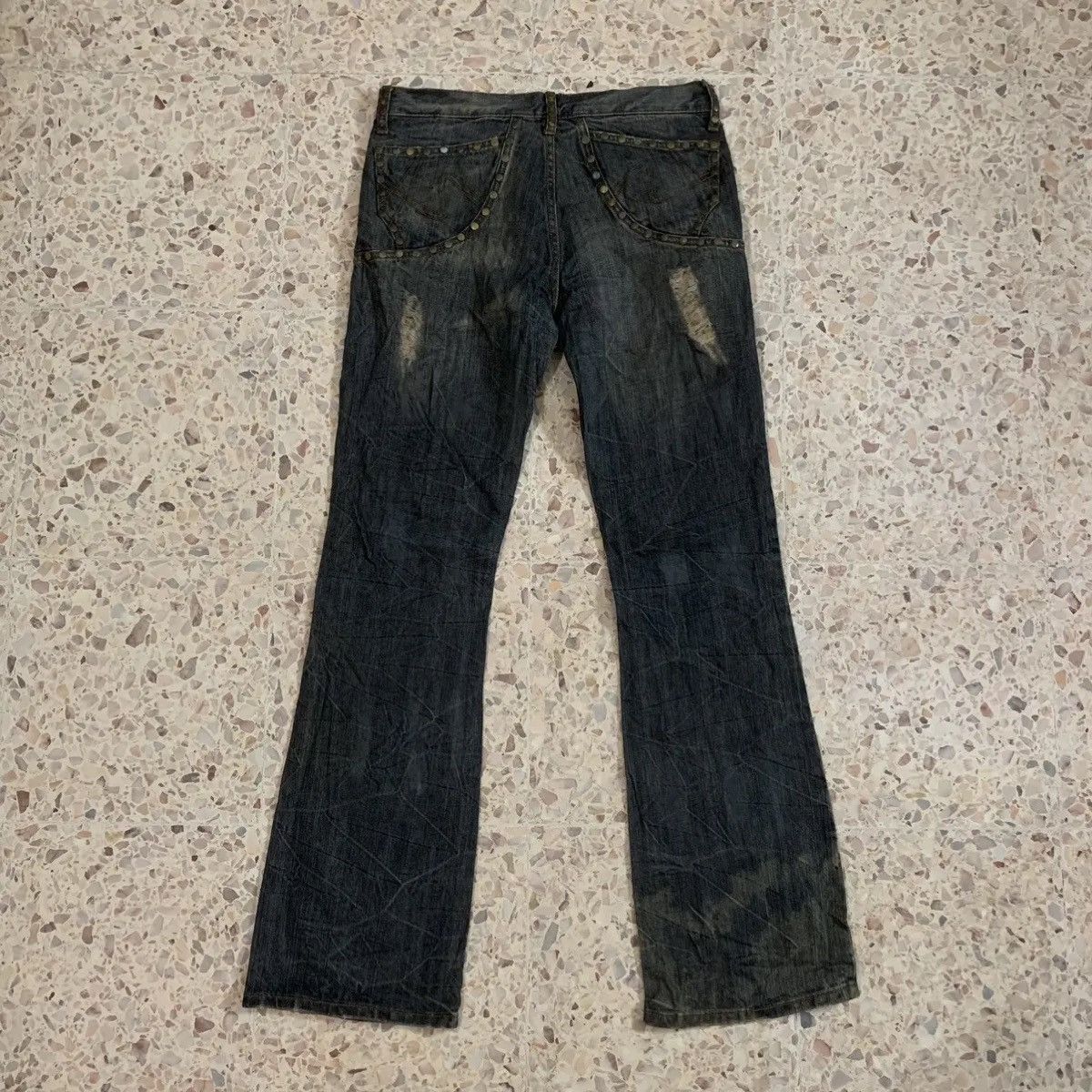 If Six Was Nine × Le Grande Bleu (L.G.B.) × semanticdesign 💥 SICKS💥SEMATIC DESIGN W30 L33 Flares Ripped Jeans Studded Size 30" / US 8 / IT 44 - 9 Thumbnail