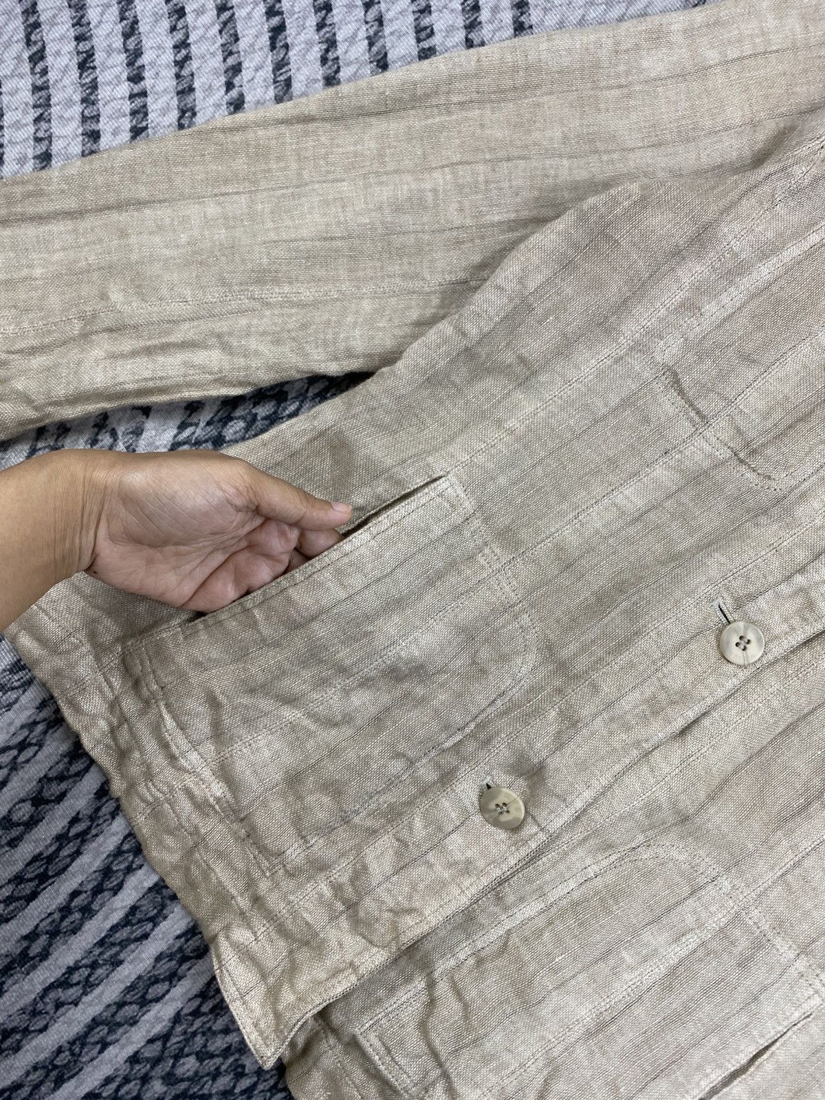 Krizia Uomo Vintage EVEX By Krizia Beige Linen Jacket Size M / US 6-8 / IT 42-44 - 10 Thumbnail