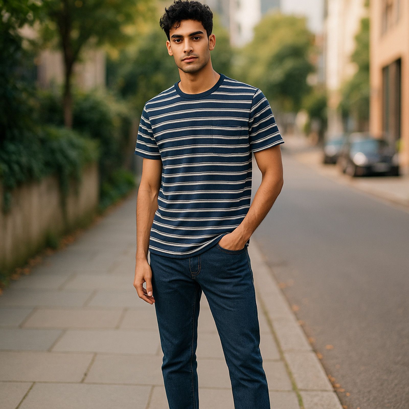 Outerknown Outerknown T-Shirt Men’s Medium Blue White Striped Hemp Size US M / EU 48-50 / 2 - 6 Thumbnail