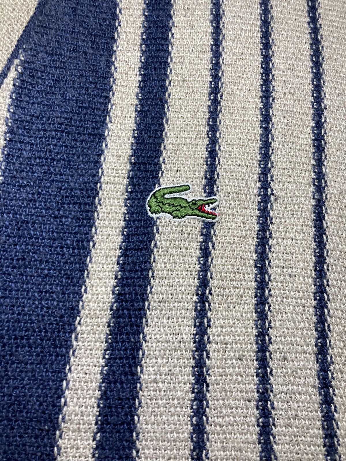 Lacoste Vintage 80s Spain Lacoste Striped Cardigan Logo 8 Navy 90s Size US L / EU 52-54 / 3 - 3 Thumbnail