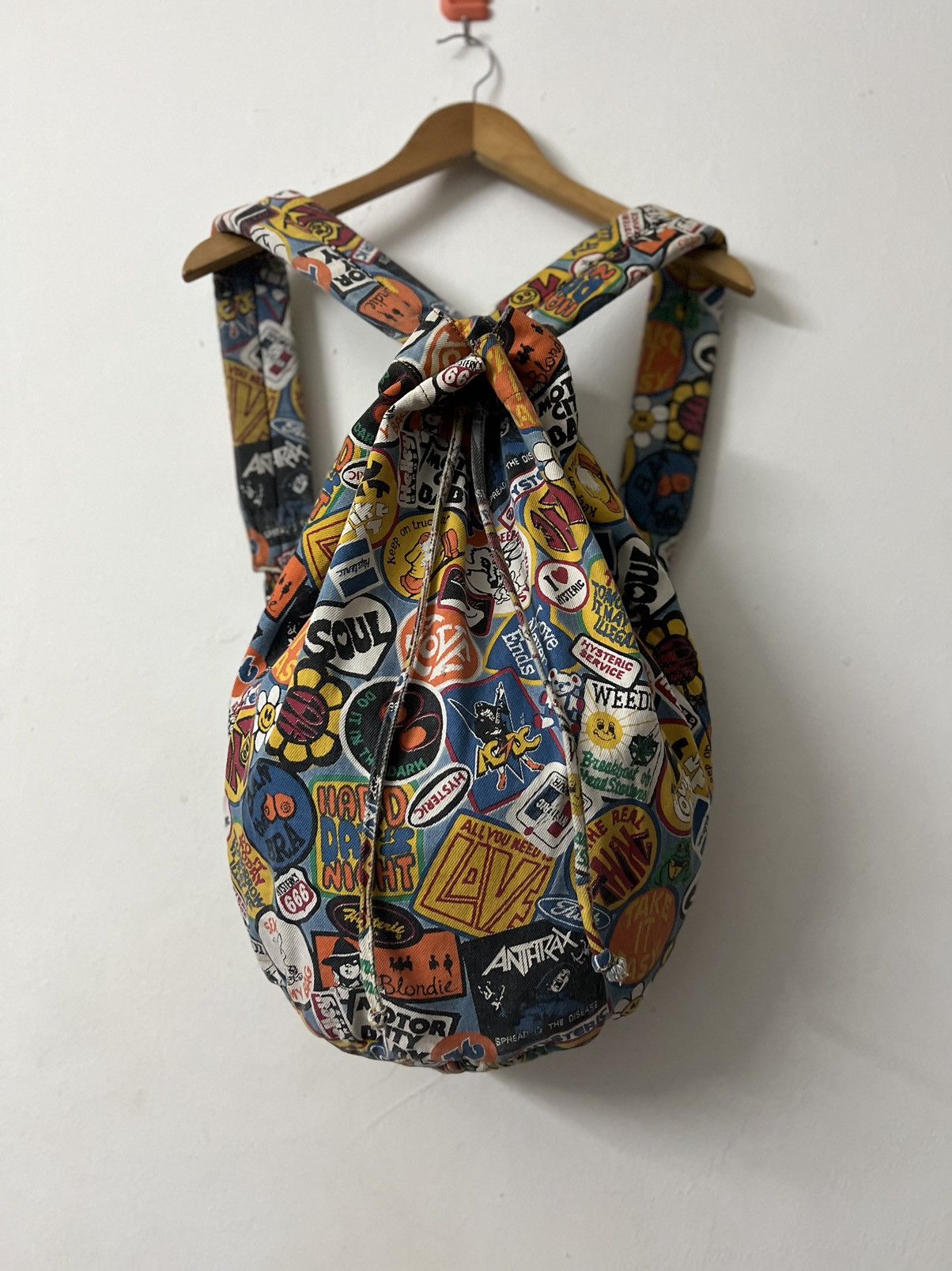 Rare💥 1990 Hysteric Glamour Full Print Band Logo Backpack