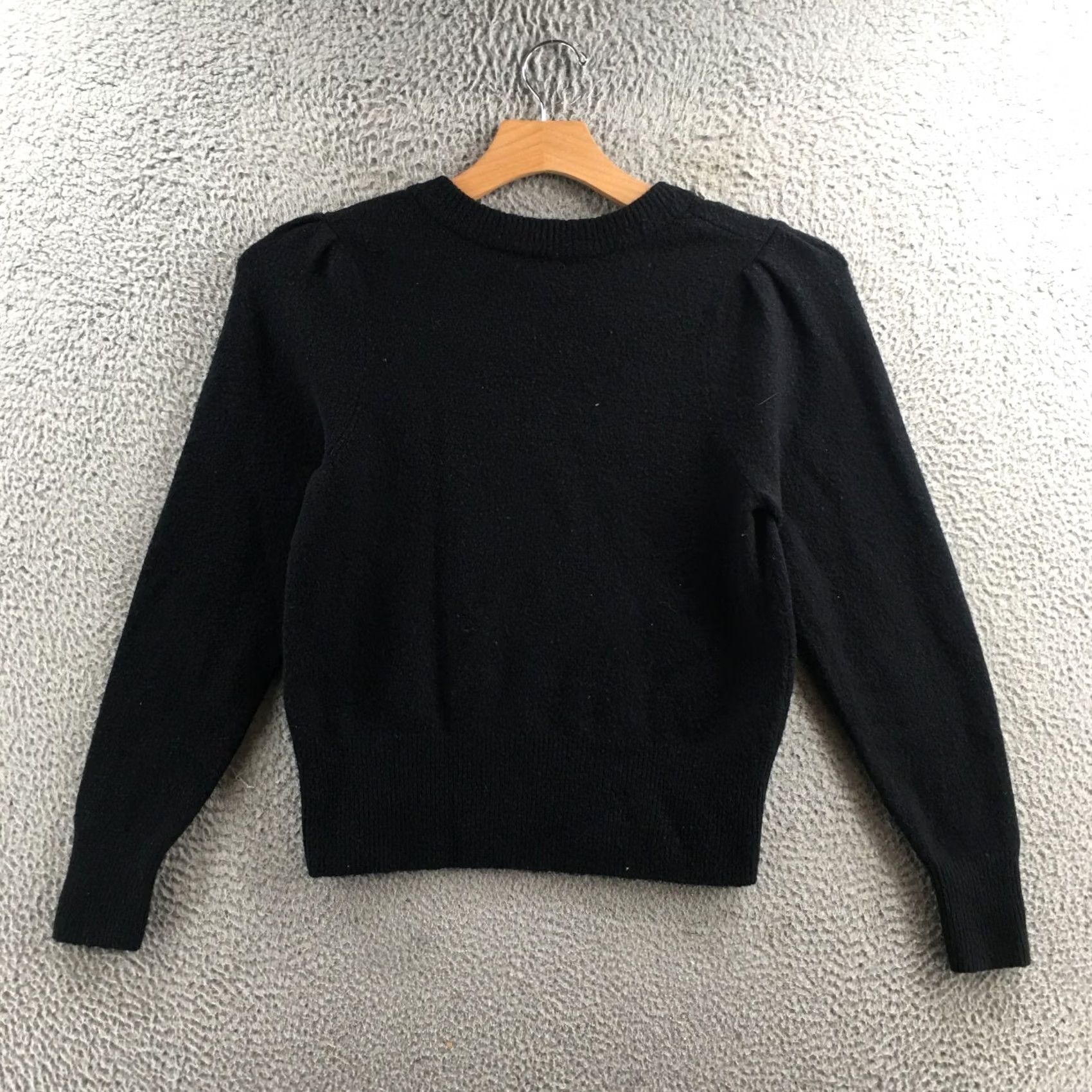 Madewell Madewell Sweater Shirt Womens M Black V-Neck Crop Puff Shoulder Long Sleeve Pullover Size M / US 6-8 / IT 42-44 - 7 Thumbnail
