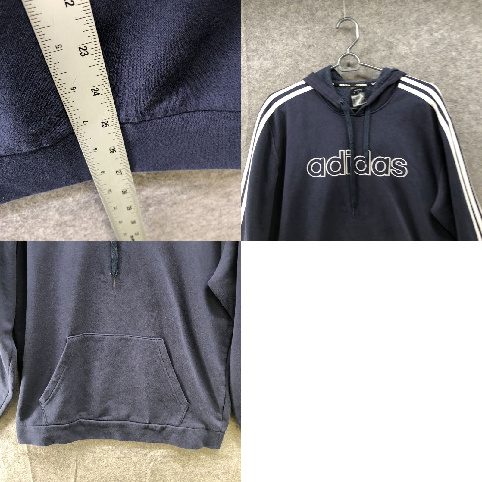 Adidas Adidas Pullover Hoodie Mens M Navy Blue 3 Stripe Sweatshirt Fleece Logo Striped Kangaroo Pocket Athletic Sweatshirt Size US M / EU 48-50 / 2 - 8 Thumbnail