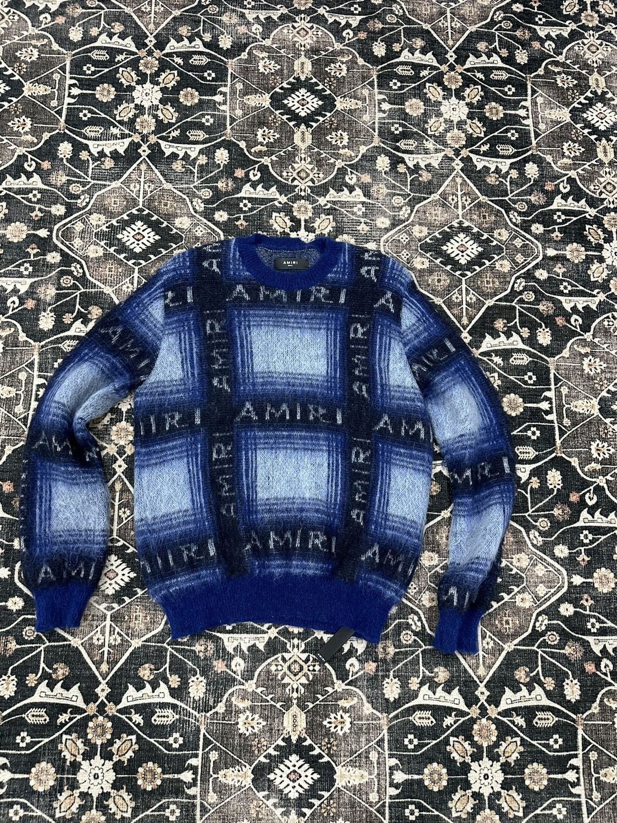 Amiri Blue Brushed Mohair Blend Logo Sweater Size US S / EU 44-46 / 1 - 1 Thumbnail