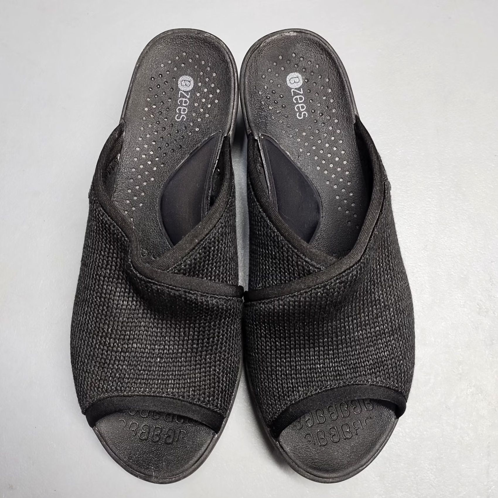 Vintage BZees Lulu Slide Sandals Women Size 9.5 Black Fabric Comfort Stretch Slip On Size US 10 / IT 40 - 6 Thumbnail