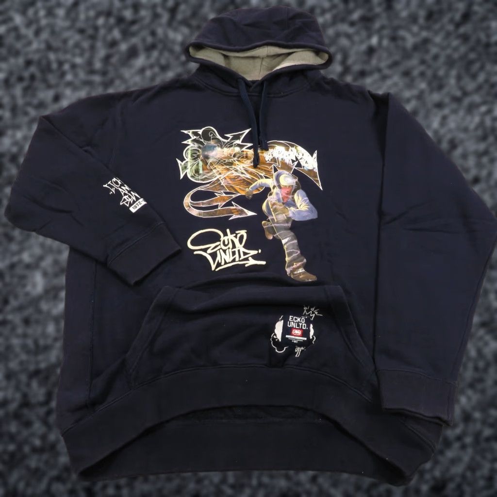 Ecko Unltd. VINTAGE ECKO UNLTD Hoodie Mens XL Blue Logo Graffiti Grunge 90s Skater Pockets Zipper Hoodie Size US XL / EU 56 / 4 - 1 Thumbnail