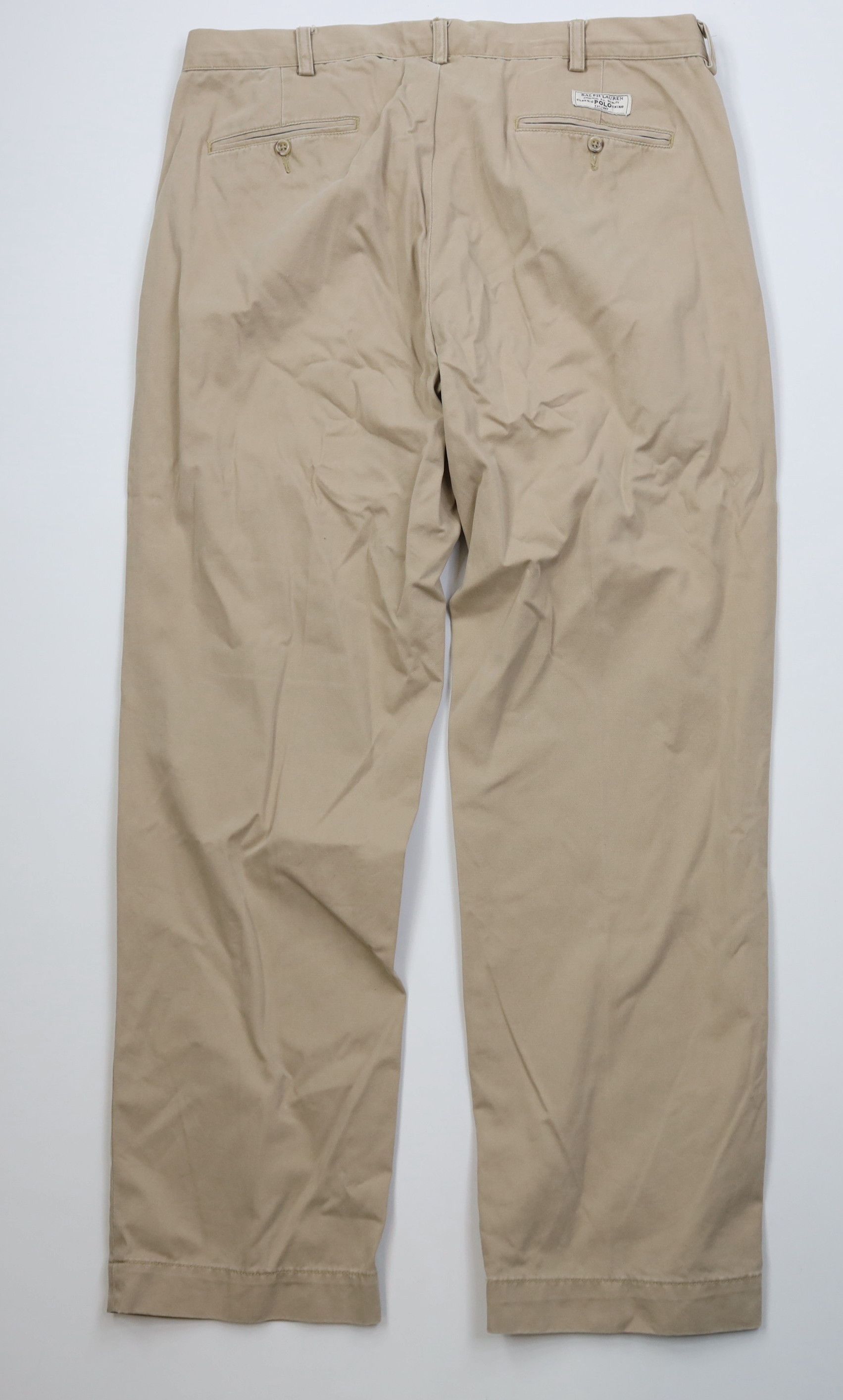 Ralph Lauren Vintage 90s Ralph Lauren Wide Leg Chino Pants Beige Cotton Size US 38 / EU 54 - 12 Thumbnail