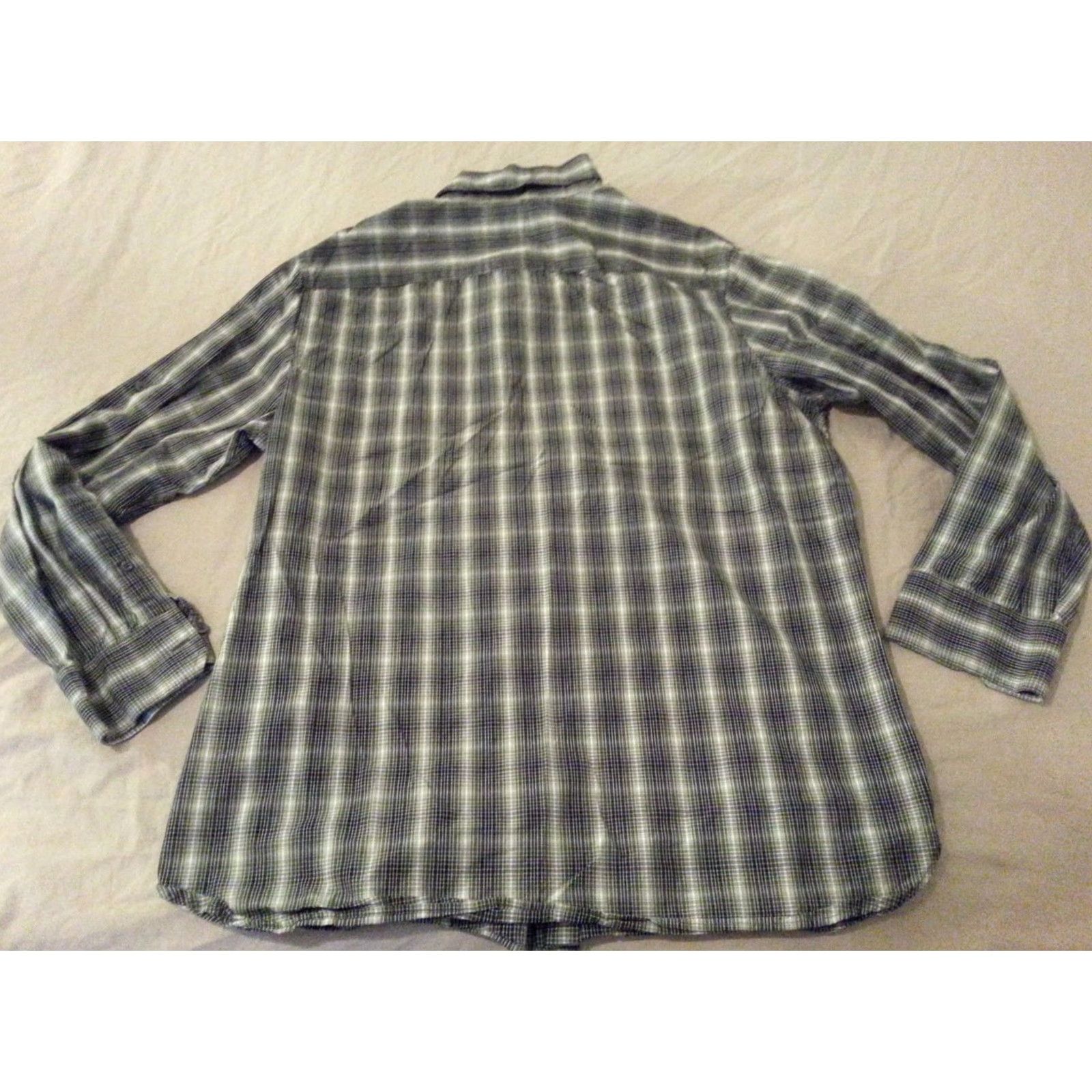 Banana Republic VINTAGE Banana Republic Dress Shirt Green Plaid XL 17 1/2 Cotton Long Sleeve Mens Shirt Size 48R - 2 Thumbnail