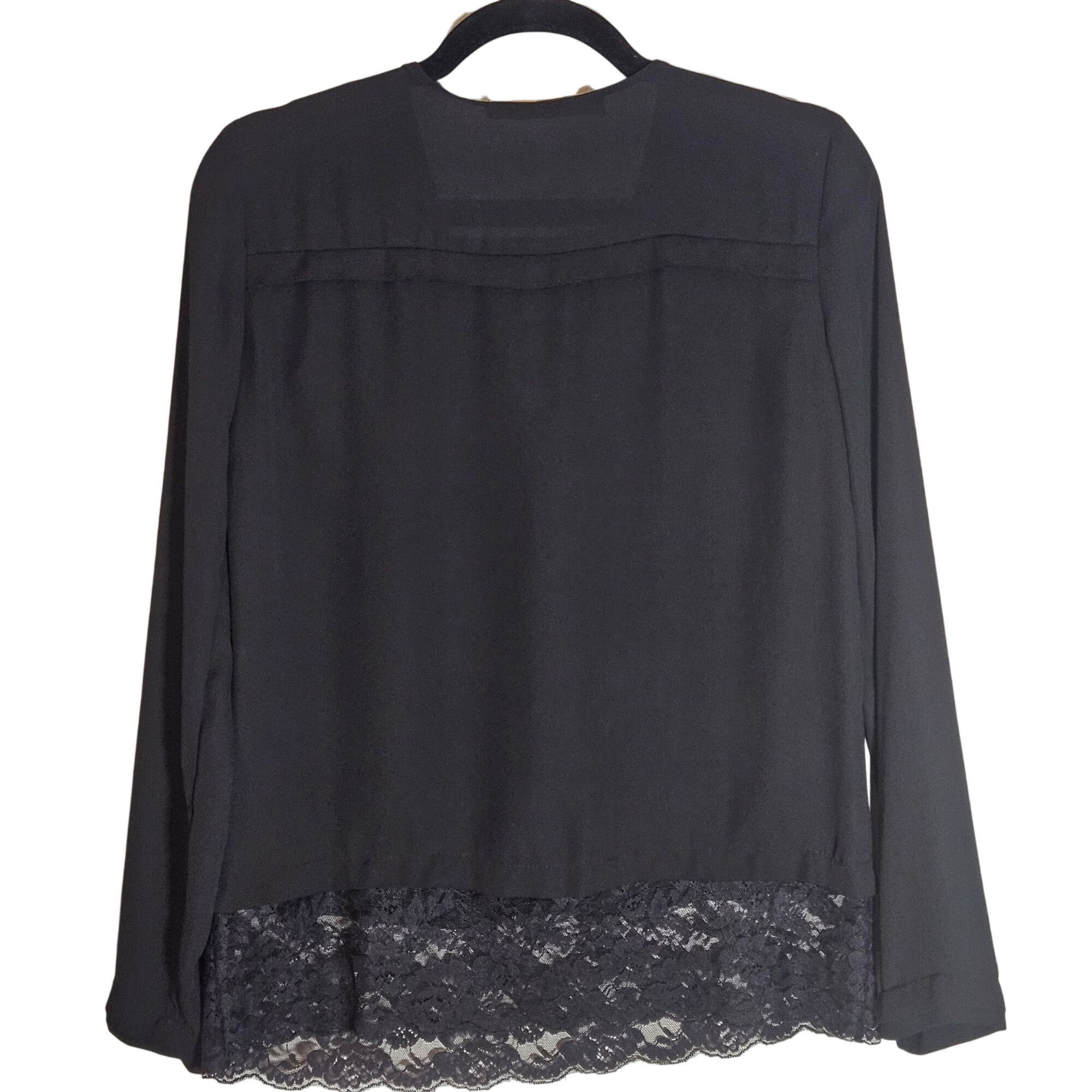 Other Zara Basic Women’s Black Blouse XS Lace Hem, Minimal Chic, Size XS / US 0-2 / IT 36-38 - 8 Thumbnail