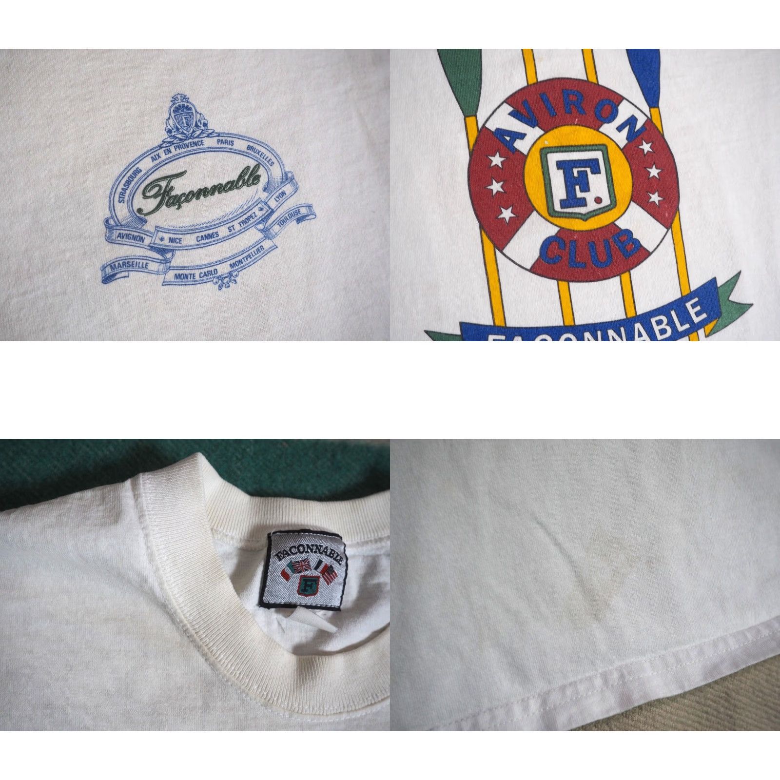 Faconnable VTG 90s Faconnable Aviron Club Sailing USA Distress White Logo Tee T-Shirt Men L Size US L / EU 52-54 / 3 - 8 Thumbnail