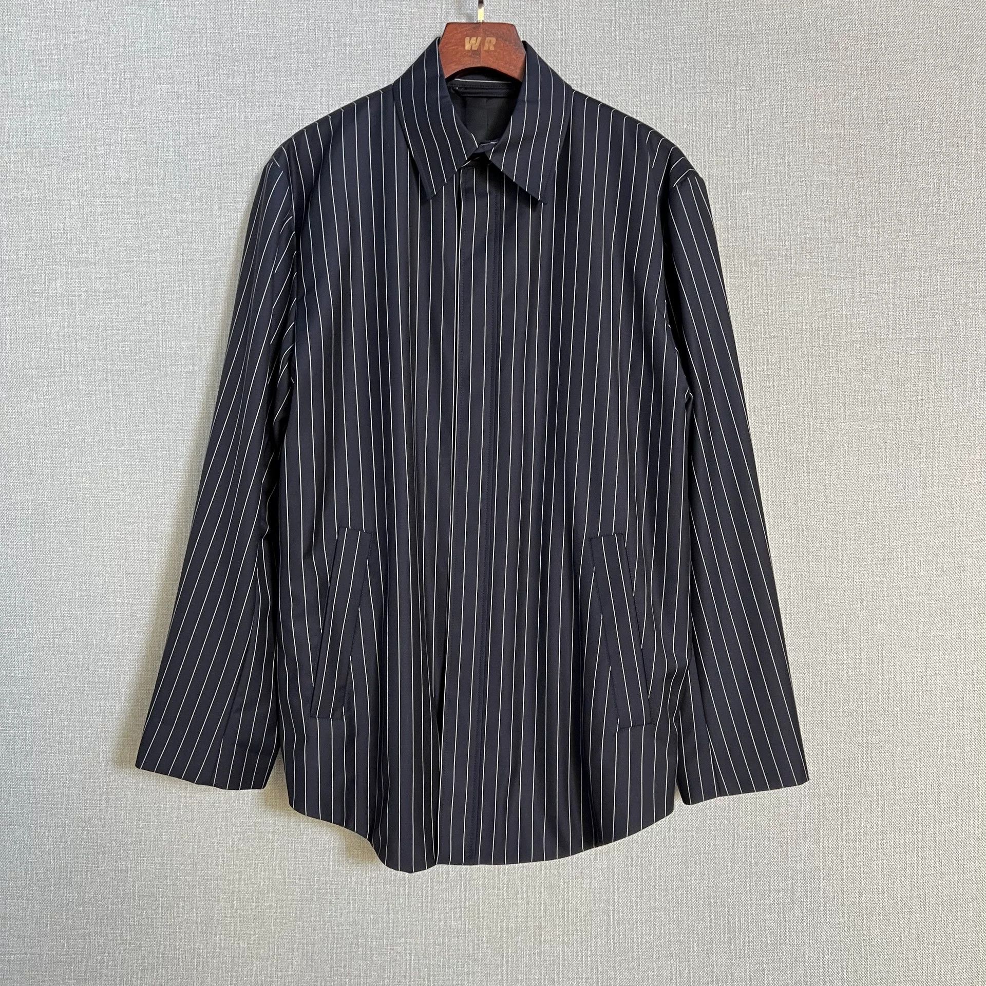 Balenciaga Balenciaga Blue Striped Wool Shirt Coat Size XS / US 0-2 / IT 36-38 - 1 Thumbnail
