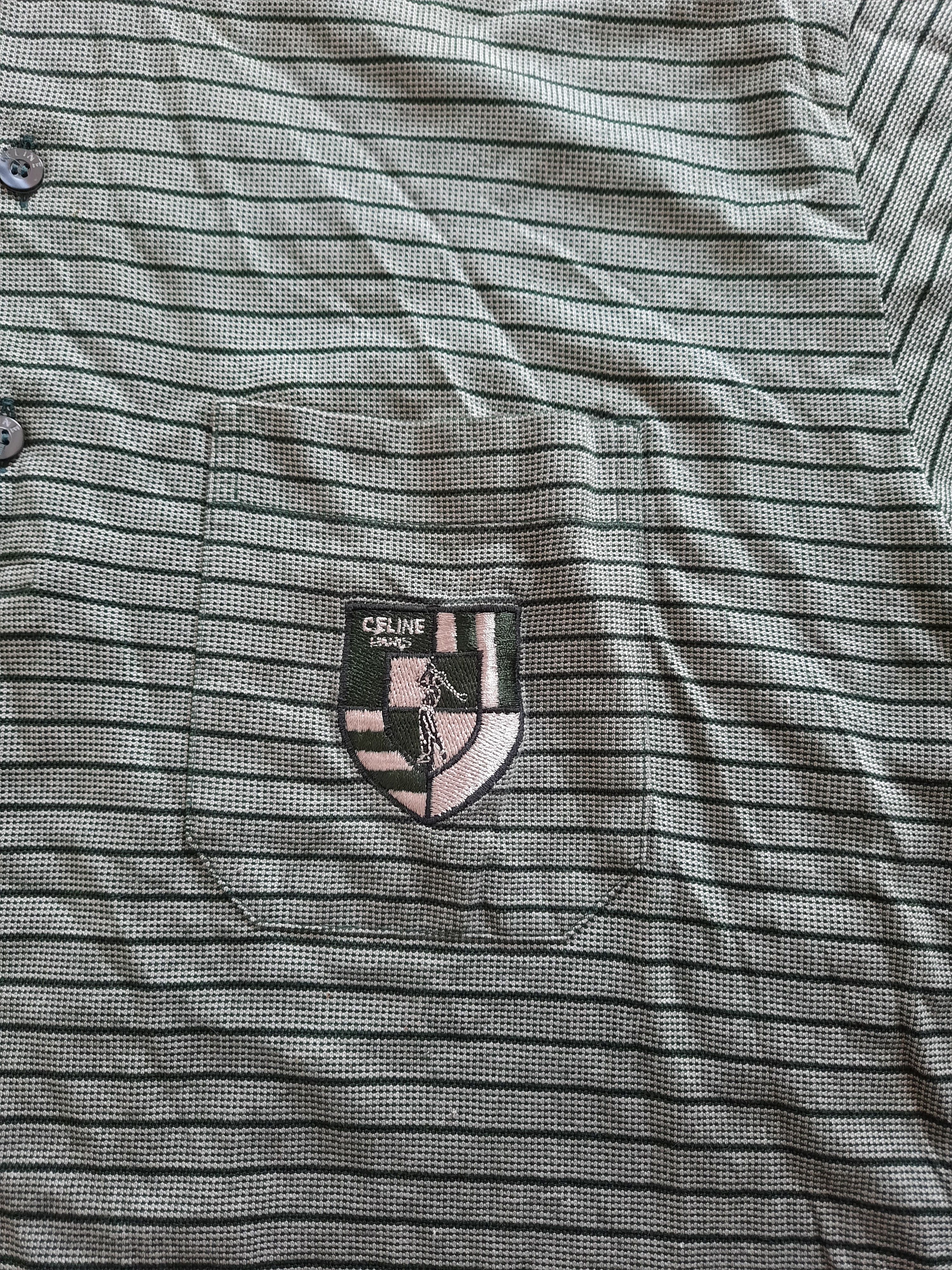 Celine × Vintage Vintage 80s Celine Striped Pocket Logo Embroidered Polos Size US L / EU 52-54 / 3 - 2 Thumbnail