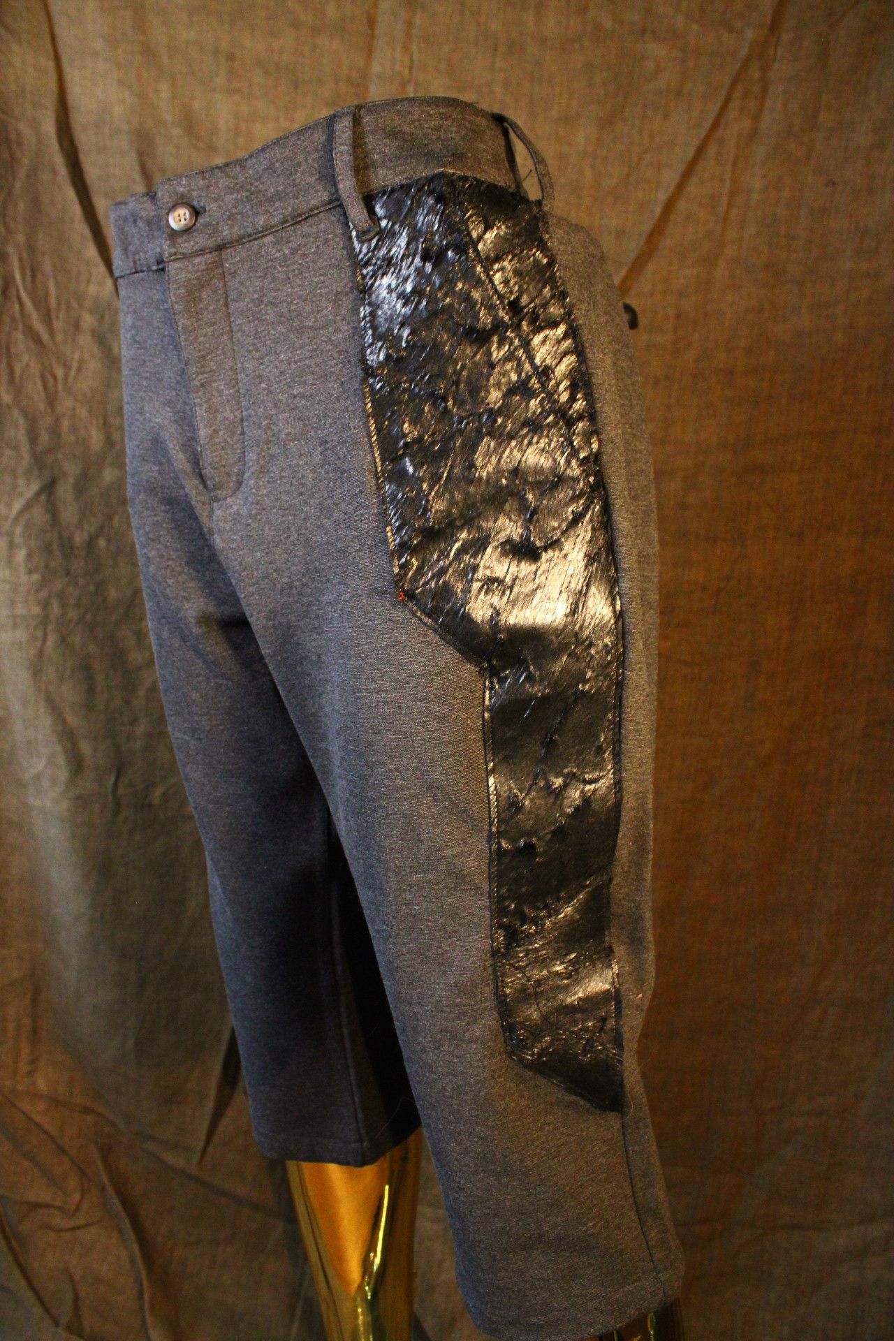 Other Dark Gray Real Leather Detail Cropped Pants Size US 32 / EU 48 - 7 Thumbnail