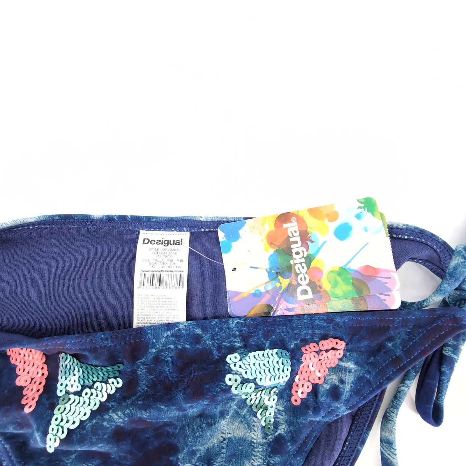 Desigual NWT Desigual Eloise Sequin Side Tie Bikini Bottoms - Size L Size ONE SIZE - 10 Thumbnail