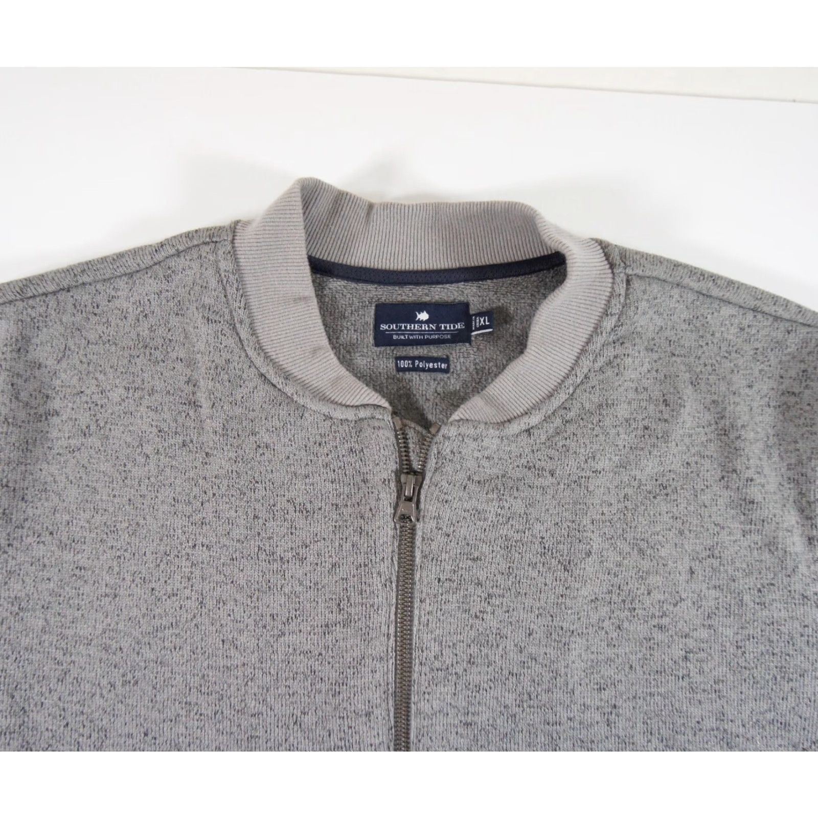 Southern Tide Southern Tide Mens Jacket Bomber Jacket XL Gray Fleece Zip Full Zip Casual Outdoor Stand-Up Collar, Regular Fit, Outer Shell Polyester Size US XL / EU 56 / 4 - 2 Thumbnail