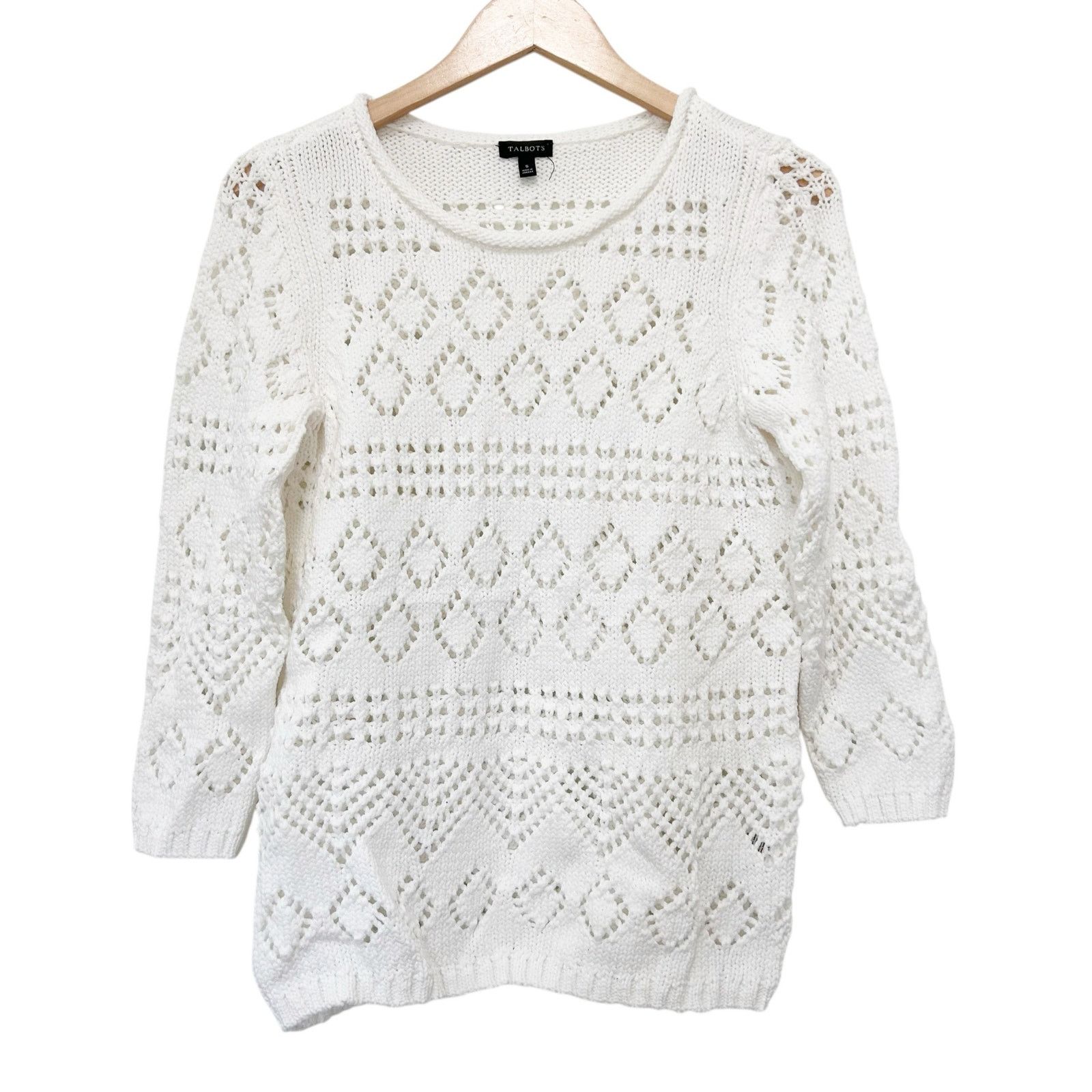 Other Talbots White Open Knit Sweater Sz S Size S / US 4 / IT 40 - 1 Thumbnail