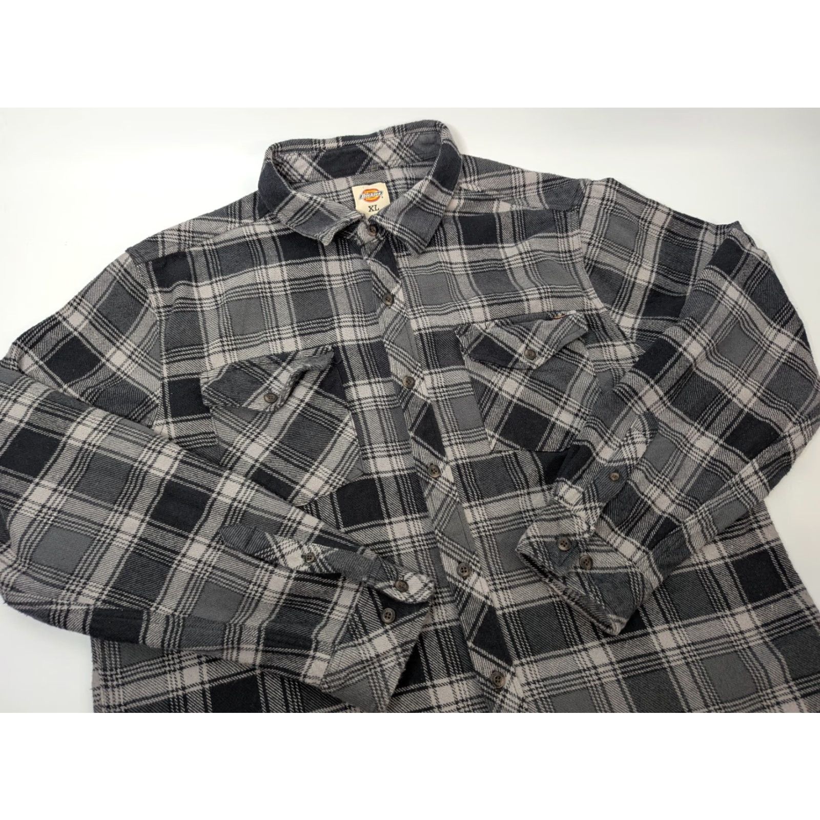 Dickies Dickies Shirt Men XL Long Sleeve Flannel Black Gray Plaid Button-Up Casual Workwear Size US XL / EU 56 / 4 - 2 Thumbnail
