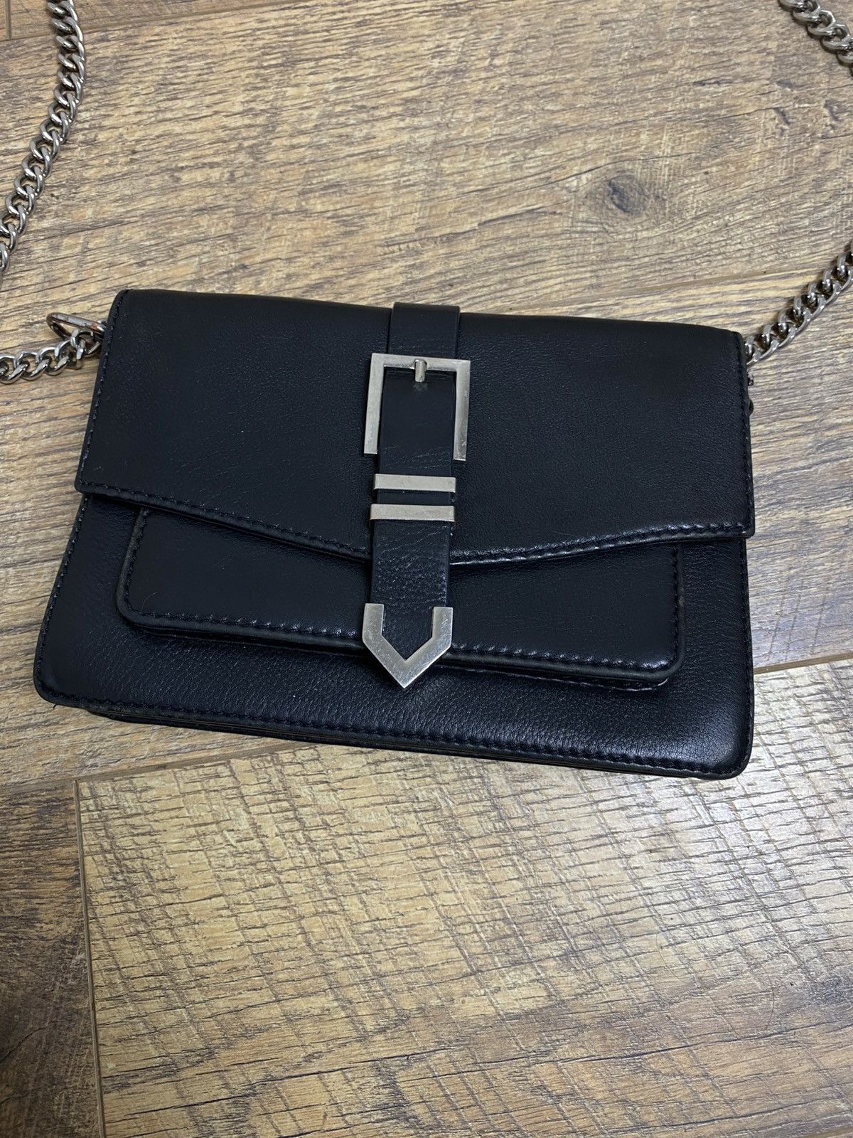 Japanese Brand Markberg Denmark Black Leather Crossbody Bag Silver Buckle Size ONE SIZE - 2 Thumbnail