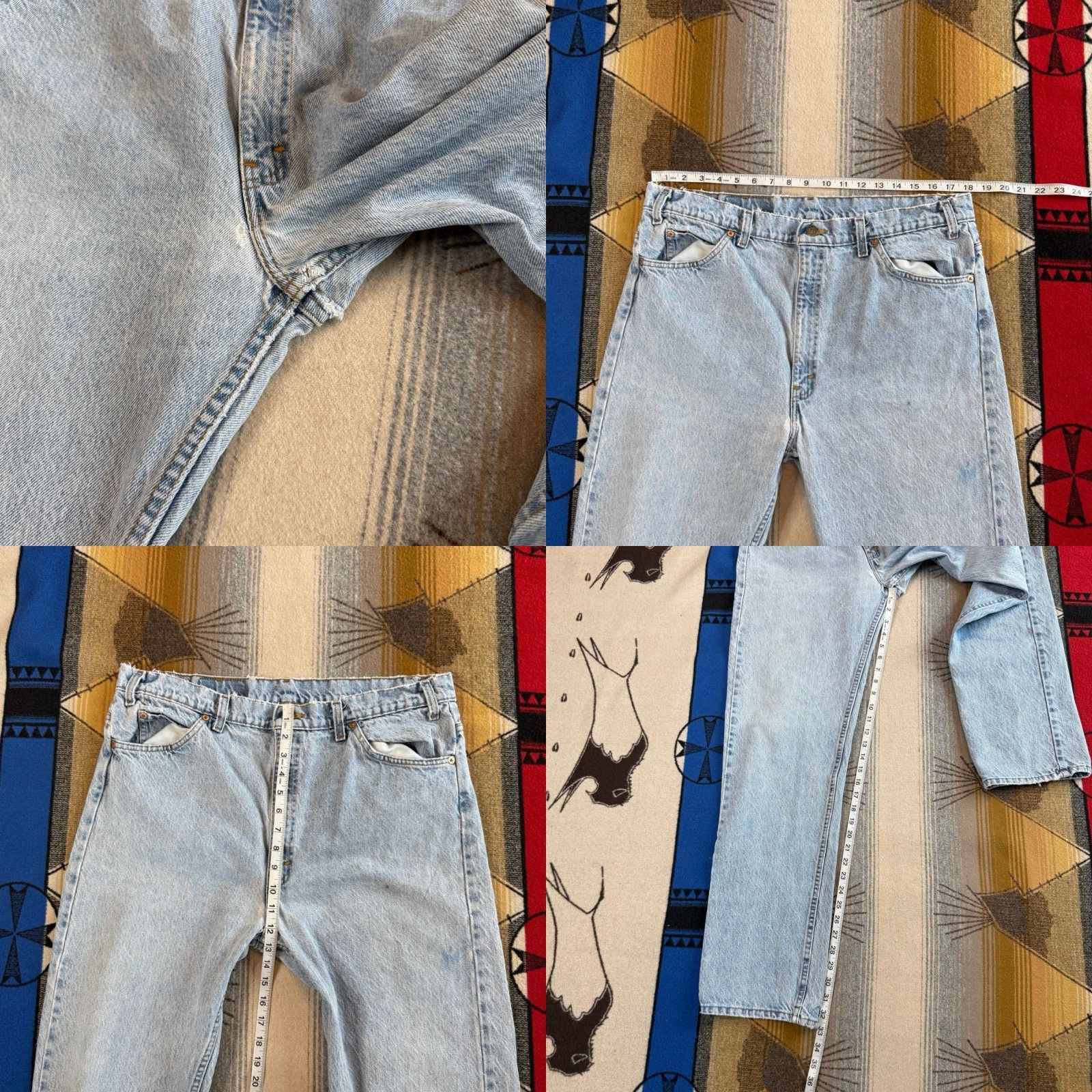 Levi's VINTAGE Levi’s Orange Tab Denim Blue Jeans 36x33 Regular Men 90s Distressed Straight USA Made Jeans Size US 36 / EU 52 - 9 Thumbnail