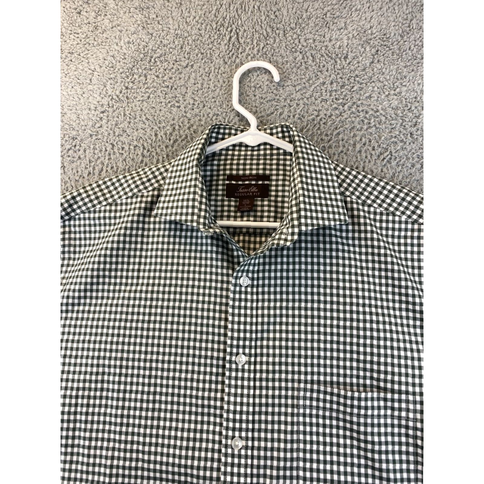 Tasso Elba Tasso Elba Dress Shirt Mens L 16-16 1/2 Long Sleeve Button Green Plaid Shirt Mens Large Green Tasso Elba Button-Up Cotton Collar Mens 79-16 Size 42R - 4 Thumbnail