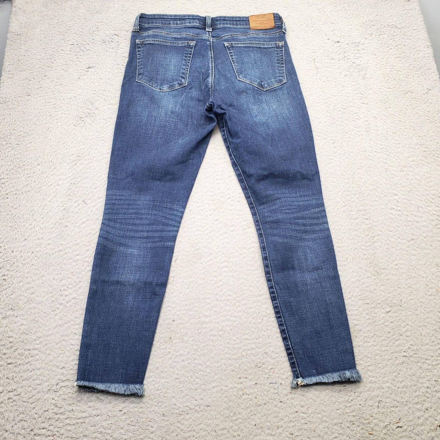 Lucky Brand Lucky Brand Ava Skinny Jeans Womens Size 6 Navy Denim Whiskered Frayed Hem 26 Inseam Regular 29 Waist Pockets Stretch Denim Size 28" / US 6 / IT 42 - 2 Thumbnail