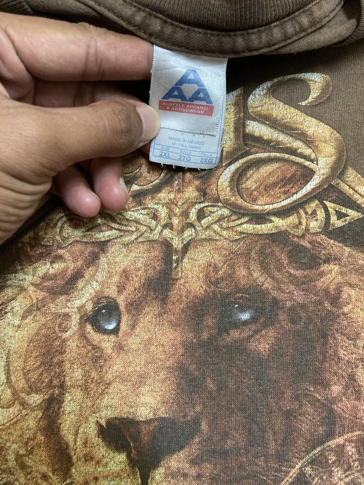 Vintage Vintage Jesus Lion Of Judah Brown T-Shirt Size US XXL / EU 58 / 5 - 9 Thumbnail