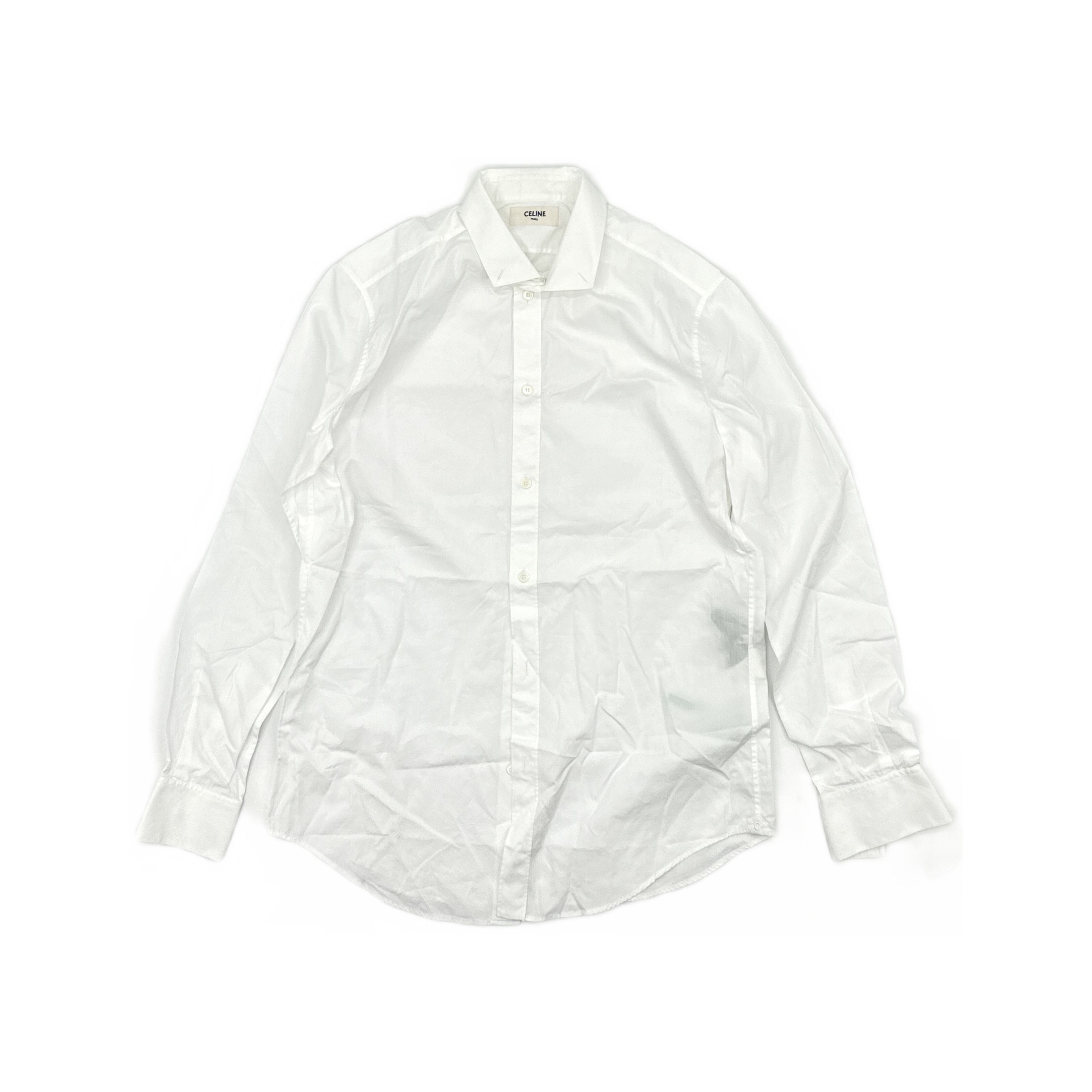 Celine Celine White Cotton Long Sleeve Shirt Size M Size US XXS / EU 40 - 1 Thumbnail