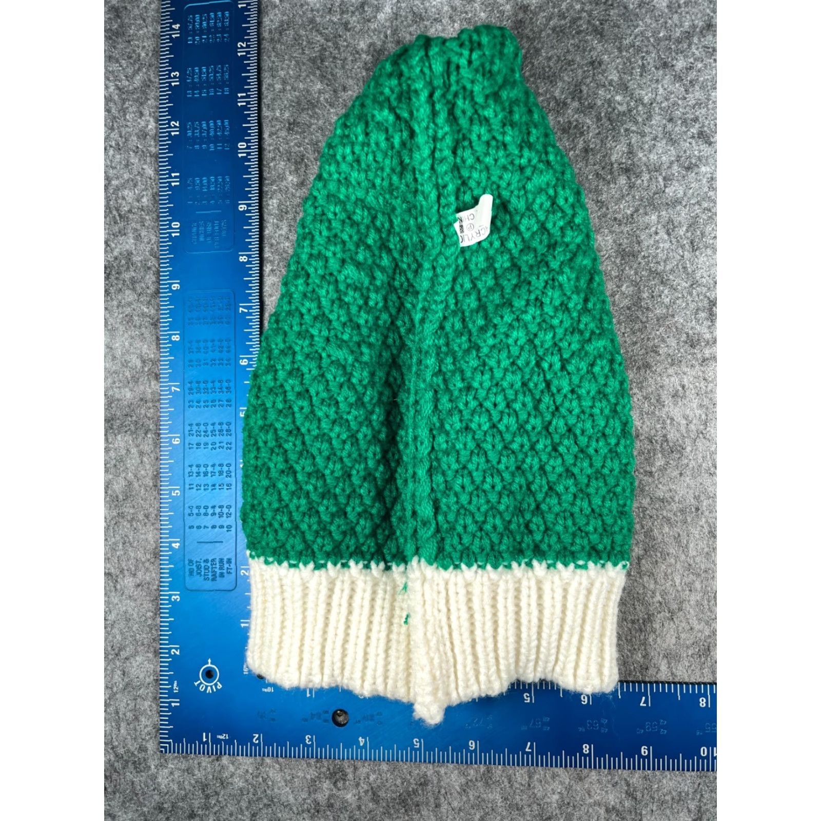 Vintage Beanie Toque Adult One Size Green White Knit 100% Acrylic Snow Ski Pom Size ONE SIZE - 6 Thumbnail