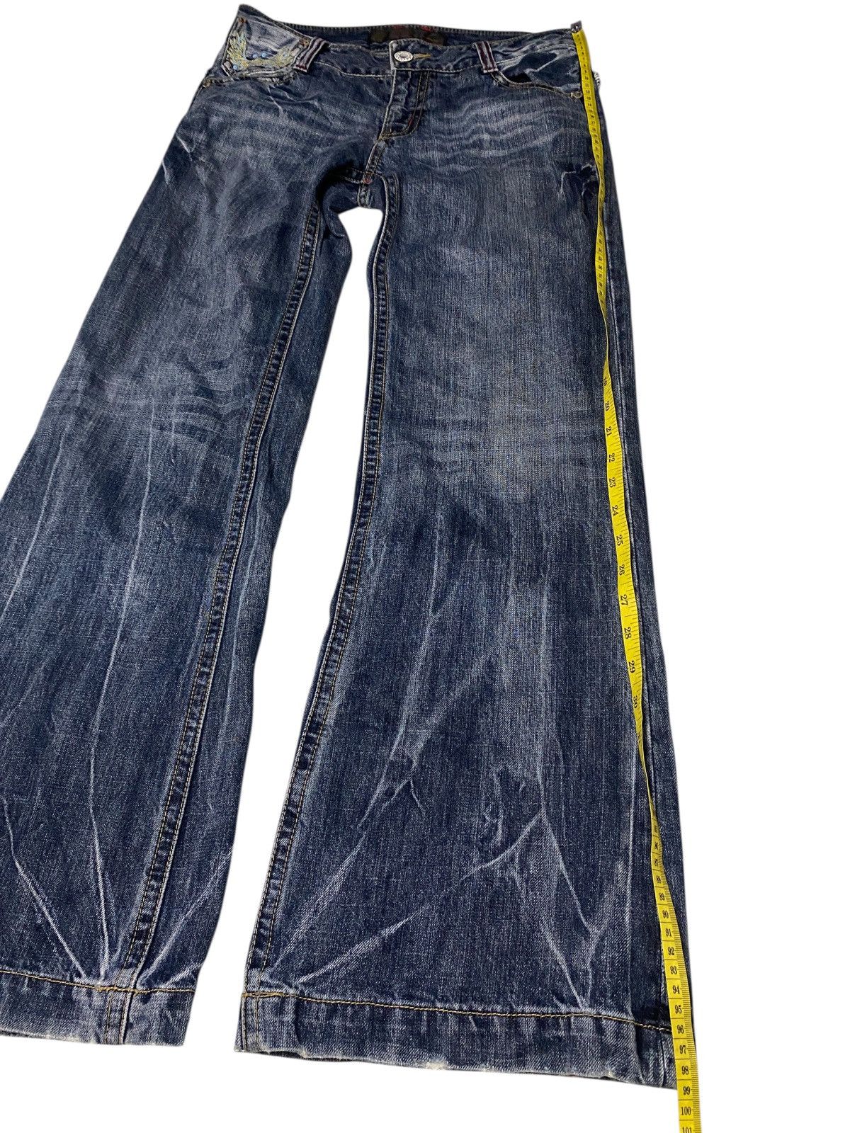 If Six Was Nine 2000's Oririn Wings Seawash Studded Flared Jeans Size US 28 / EU 44 - 10 Thumbnail