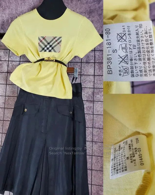 Burberry Burberry Yellow Checkered Short Sleeve T-Shirt. Size S / US 4 / IT 40 - 2 Thumbnail