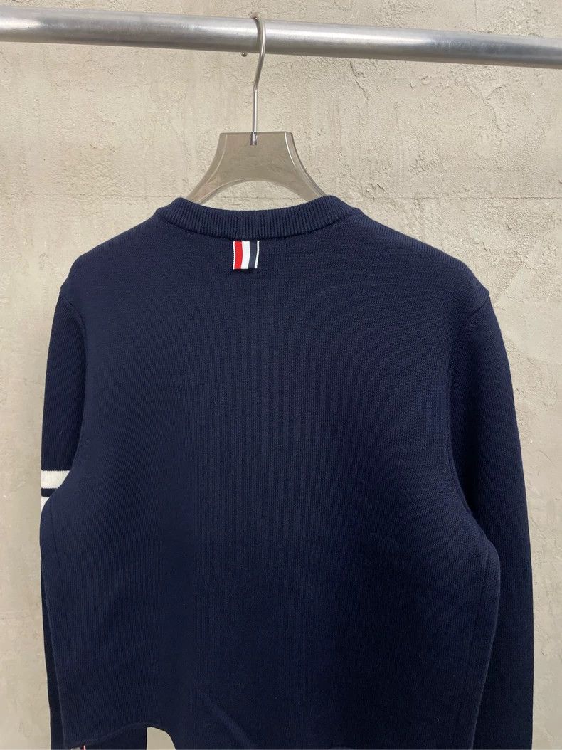 Thom Browne Thom browne Dark blue four-striped villain button knitted c Size M / US 6-8 / IT 42-44 - 4 Thumbnail