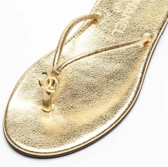 Chanel os11x0426 Thong Sandals in Gold Size US 11.5 / IT 41.5 - 3 Thumbnail