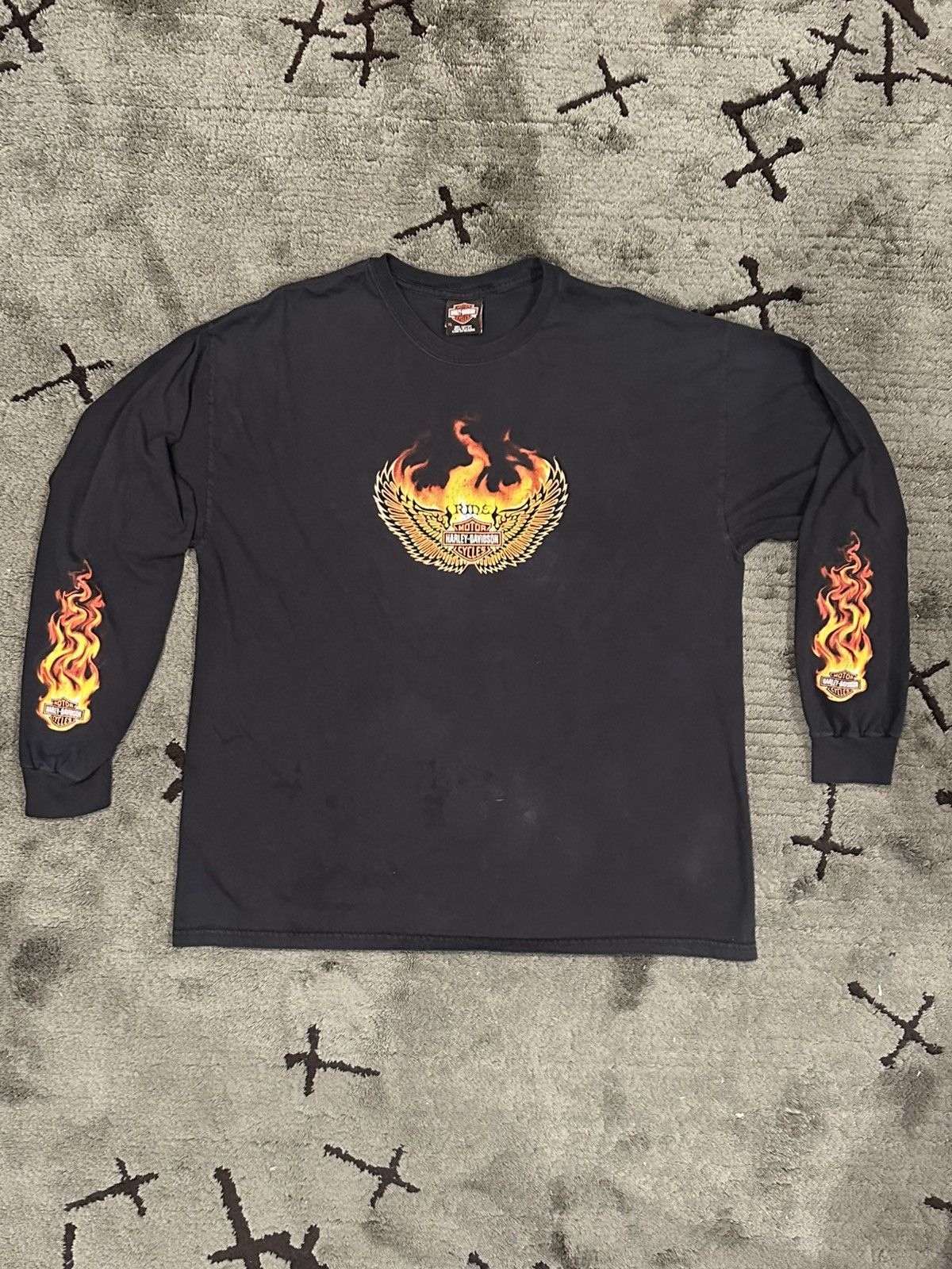 Harley Davidson 2004 Harley Davidson Flame Sleeve F&S Dayton Ohio Longsleeve Size US XL / EU 56 / 4 - 1 Thumbnail