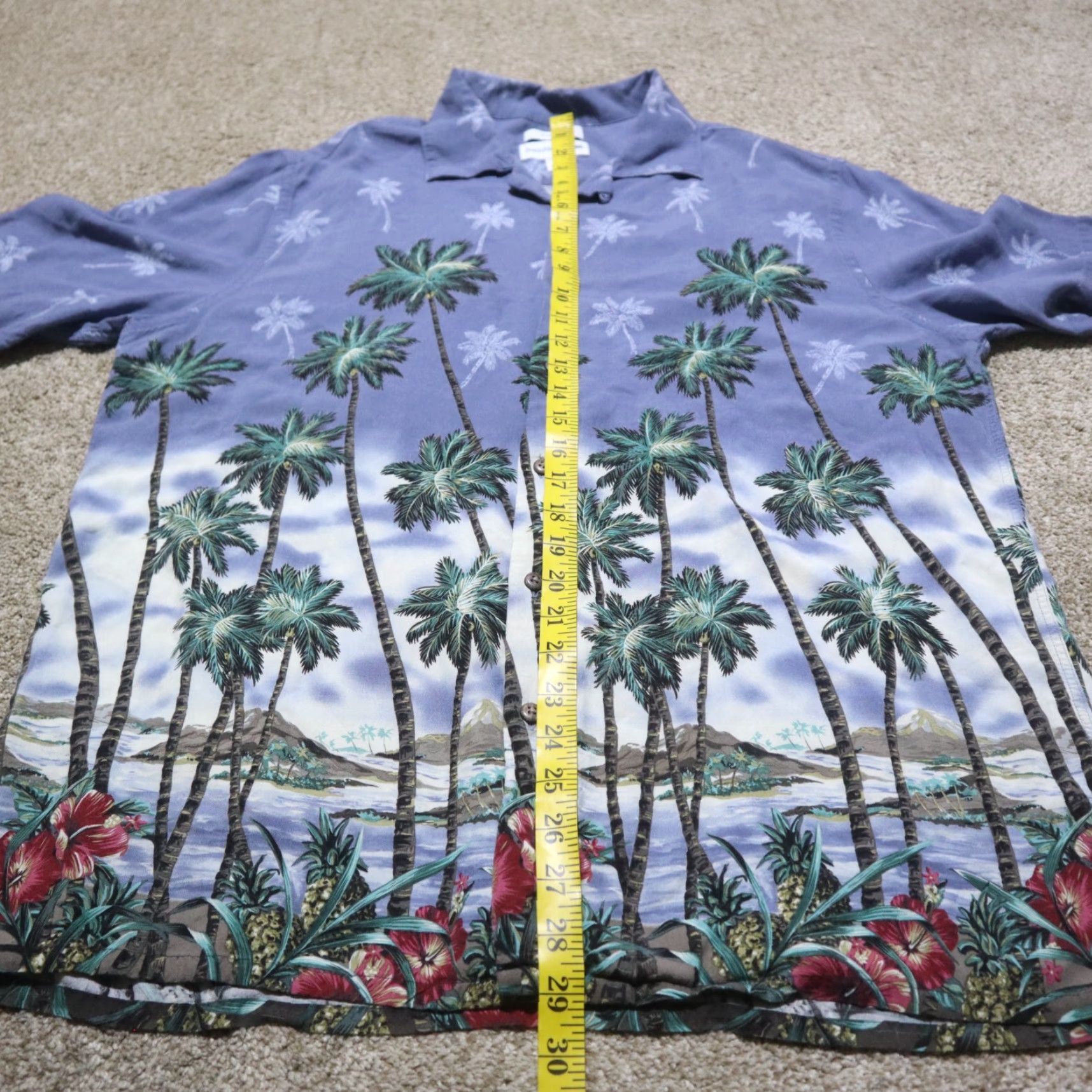 Vintage Saddlebred Shirt Hawaiian Button-Down Short Sleeve XL Blue Floral Palm Tree Men's Size XL Size US XL / EU 56 / 4 - 6 Thumbnail