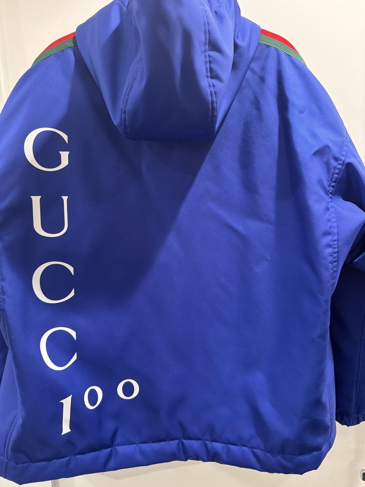 Gucci “Gucci Blue Web Stripe Hooded Jacket / Windbreaker – New” Size US M / EU 48-50 / 2 - 2 Thumbnail