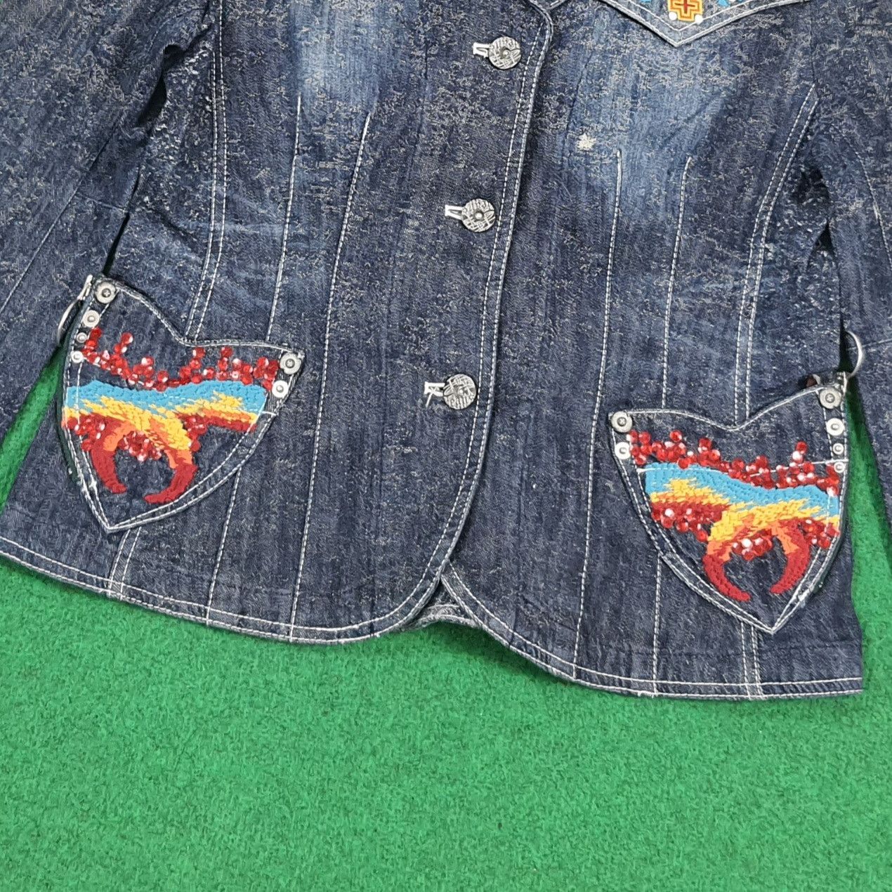 Japanese Brand Vintage Japan GKITALIYA Denim Jacket Boho C296N9 Size XS / US 0-2 / IT 36-38 - 3 Thumbnail
