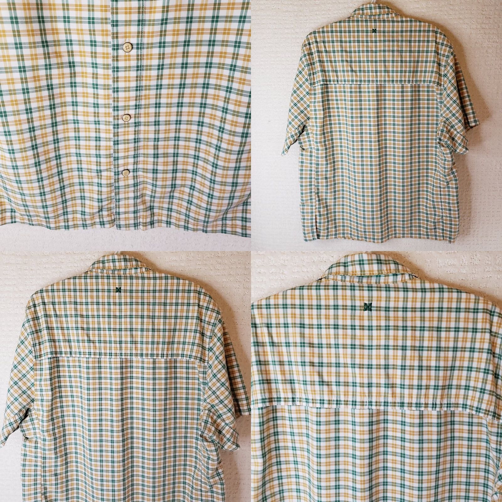 Vintage Vertx Stretch Shirt Mens Medium Green Tan Check Vented Back Conceal Carry Button-Up Short Sleeve Collared Cotton Blend Casual Workwear 42 Chest Mens Size US M / EU 48-50 / 2 - 8 Thumbnail
