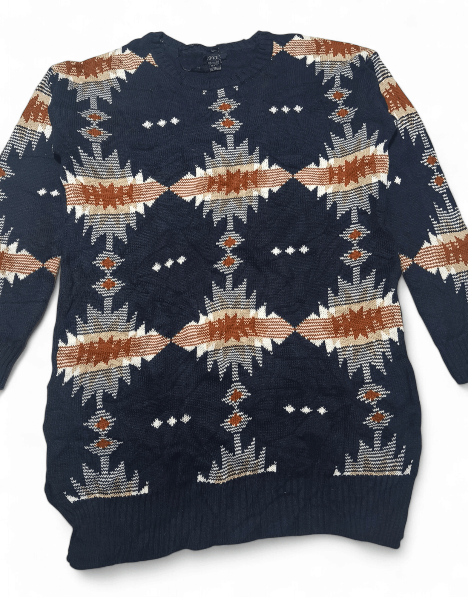 Vintage 90s ESMARA Women's Ethnic Striped Long Knit Sweater