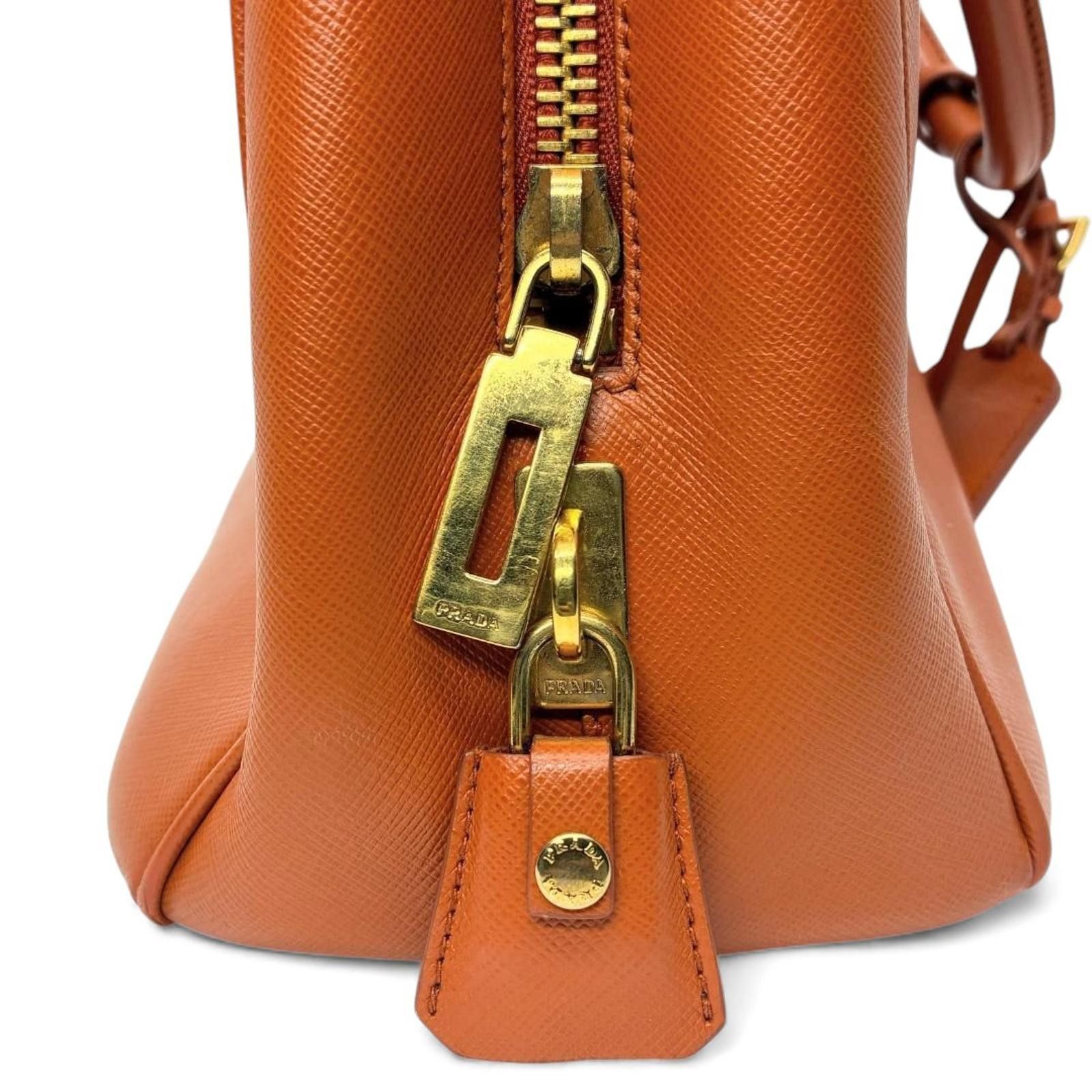 Prada Prada - Brown Orange Leather Handbag Size ONE SIZE - 8 Thumbnail