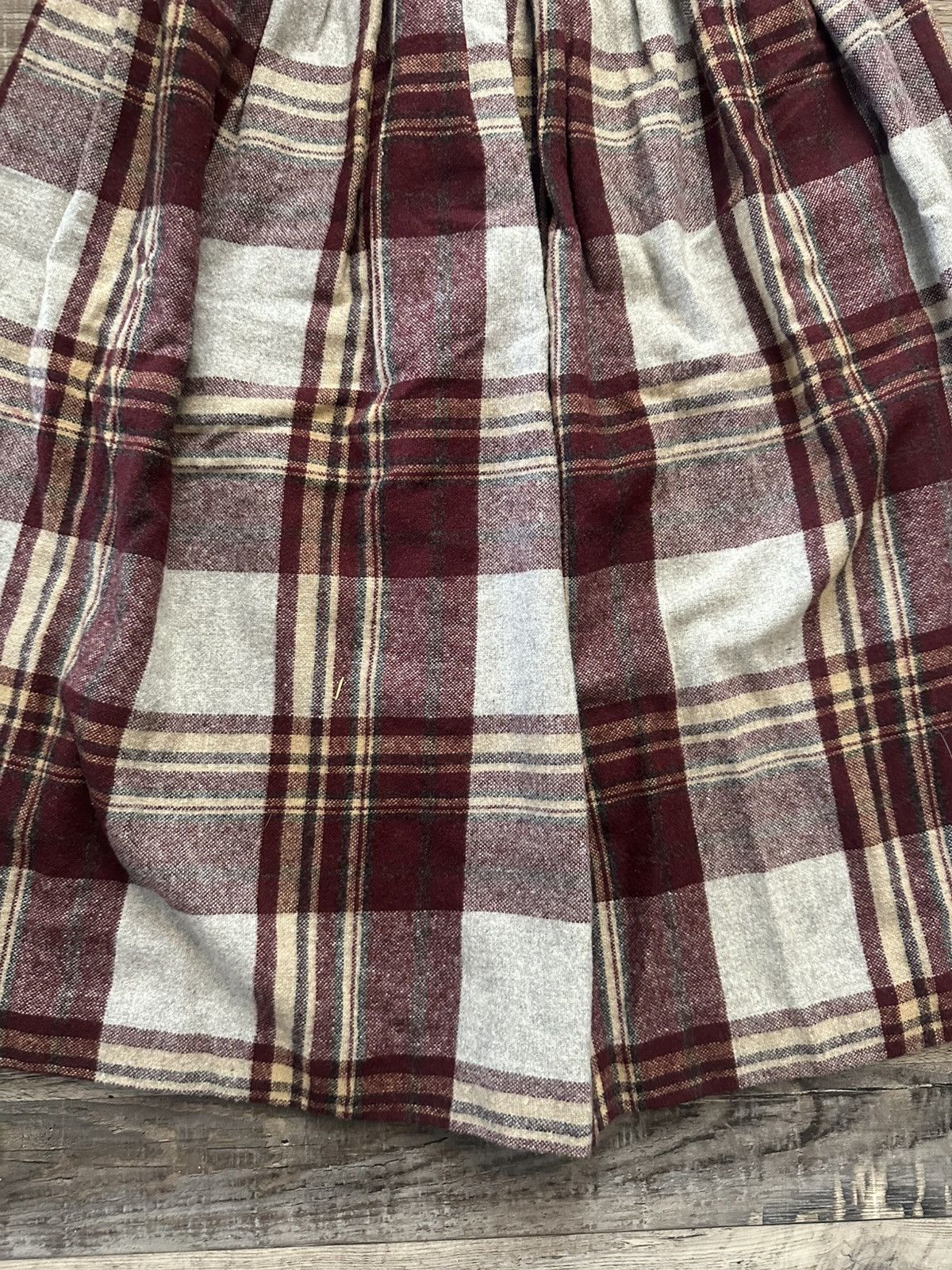 Other Vintage 1990s Wool Blend Plaid Burgundy Maxi Skirt Size S Size 22" - 2 Thumbnail