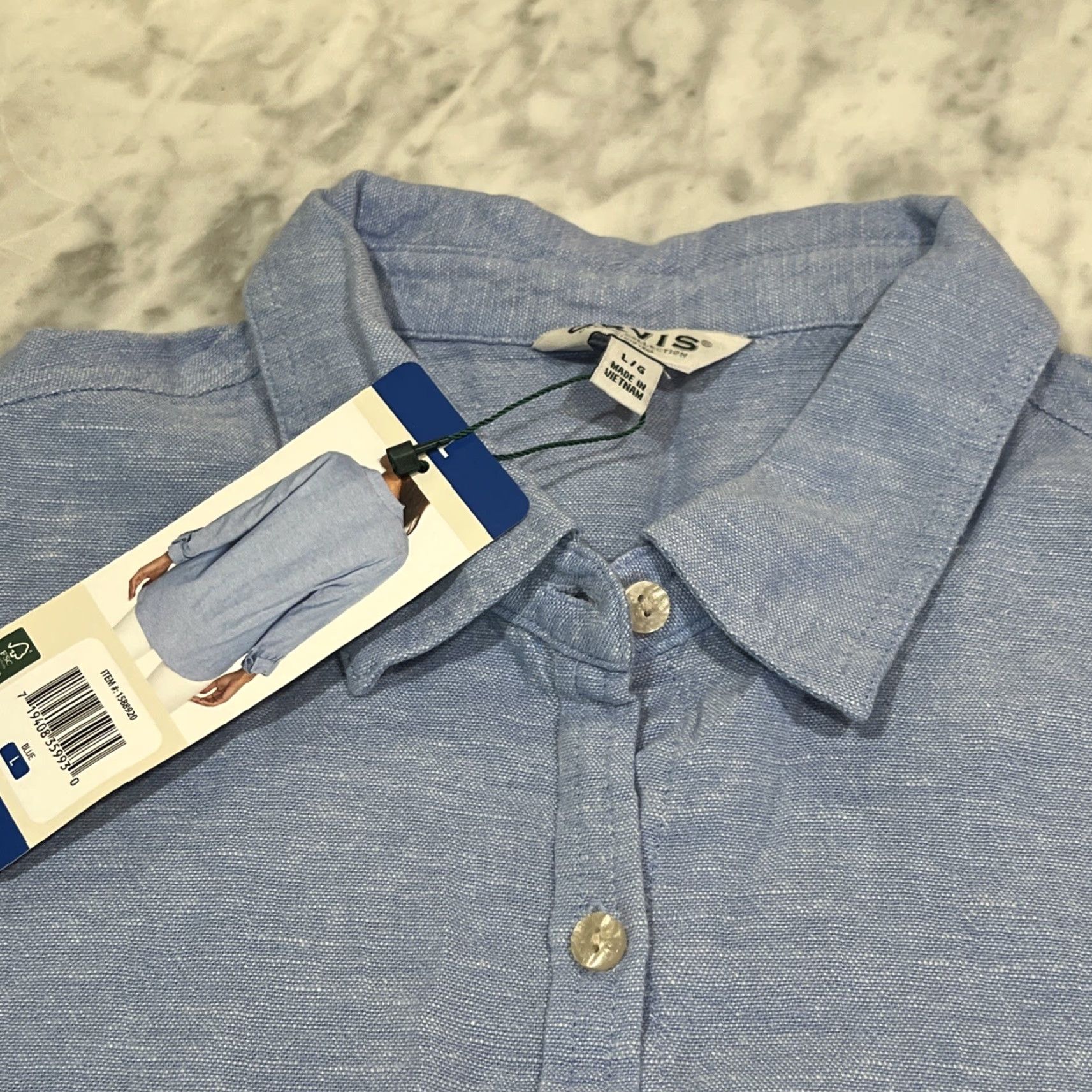 Orvis Orvis Linen Blend Shirt Top Womens Large Blue Button Down Long Sleeve Roll NWT Size L / US 10 / IT 46 - 3 Thumbnail