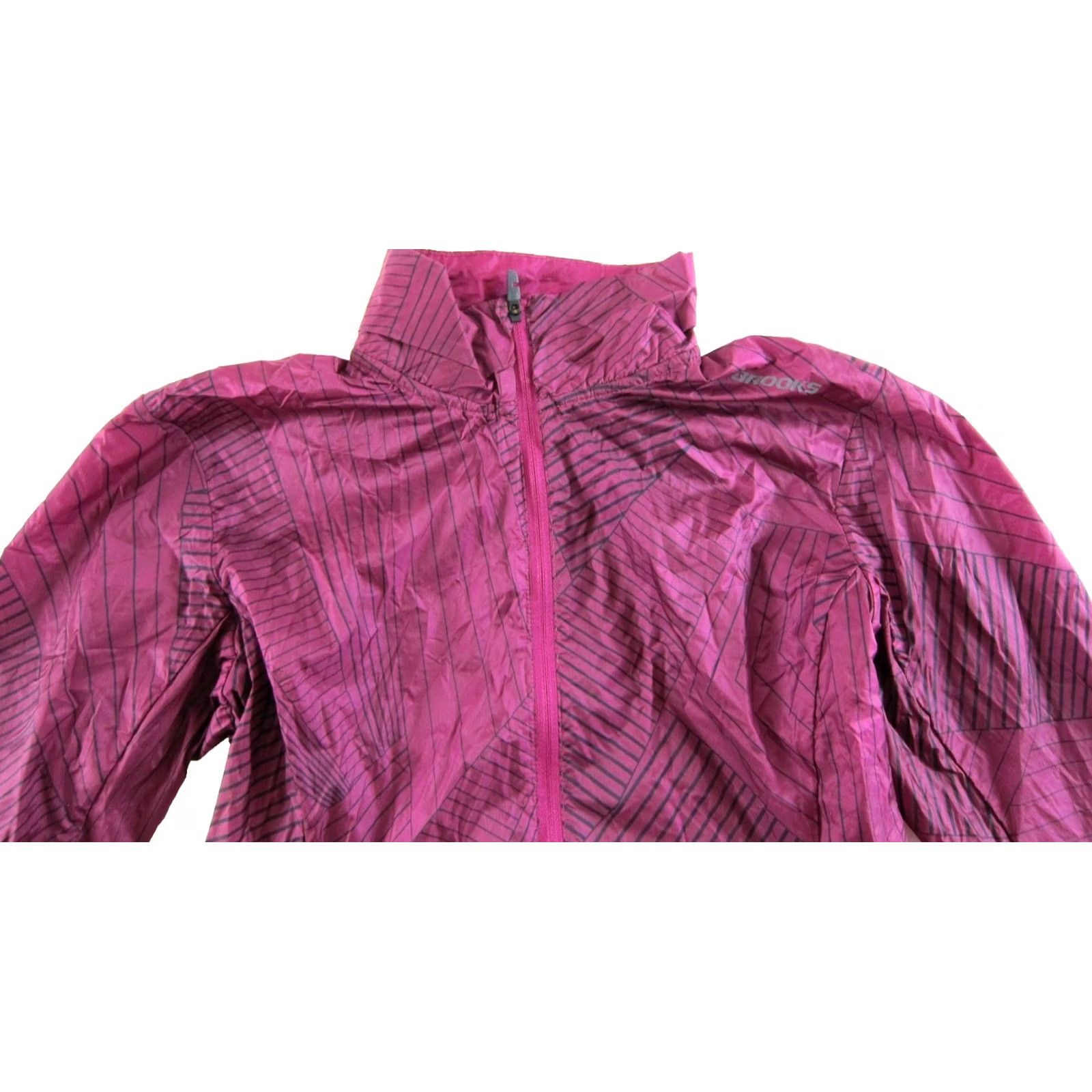 Brooks Brooks Run Happy Pink Grey Abstract Lightweight Windbreaker Jacket Women Small Size S / US 4 / IT 40 - 4 Thumbnail