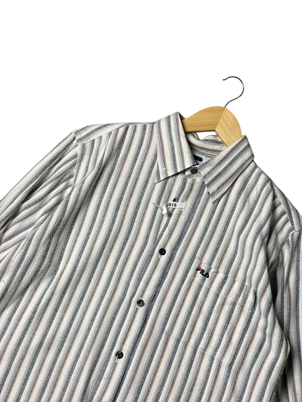 Fila × Japanese Brand × Vintage Vintage FILA Striped Button Up Shirts (95) Size US L / EU 52-54 / 3 - 2 Thumbnail