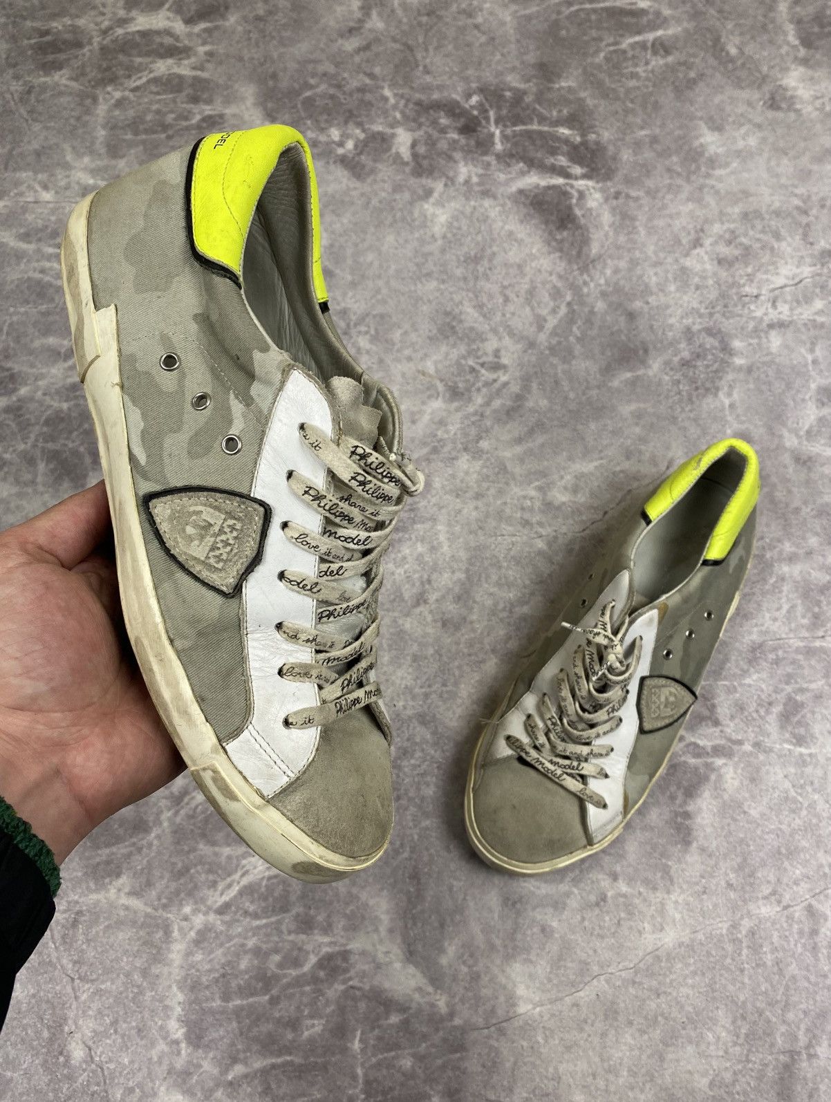 Philippe Model Philippe Model Camo/Acid Trashed Low Top Sneakers Size: 44 Size US 11 / EU 44 - 1 Thumbnail