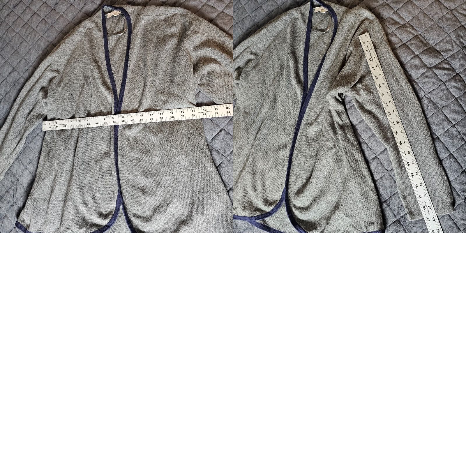 Ann Taylor VINTAGE Ann Taylor Loft Cardigan Sweater Women Large Gray 3/4 Sleeve Solid Size L / US 10 / IT 46 - 8 Thumbnail