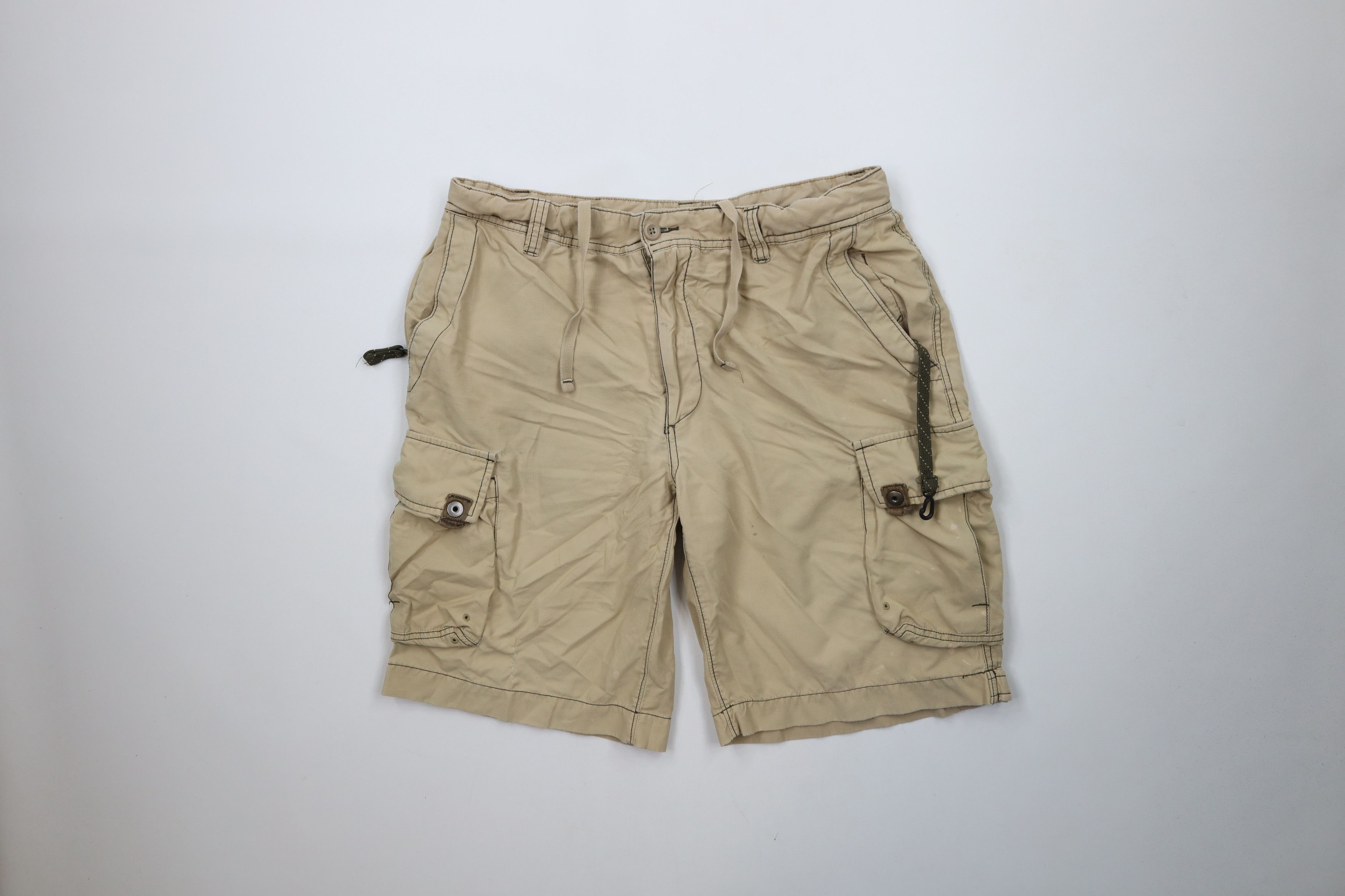 Gap × Vintage Vintage Y2K 2003 Gap Distressed Cargo Shorts Beige Khaki Size US 34 / EU 50 - 1 Thumbnail