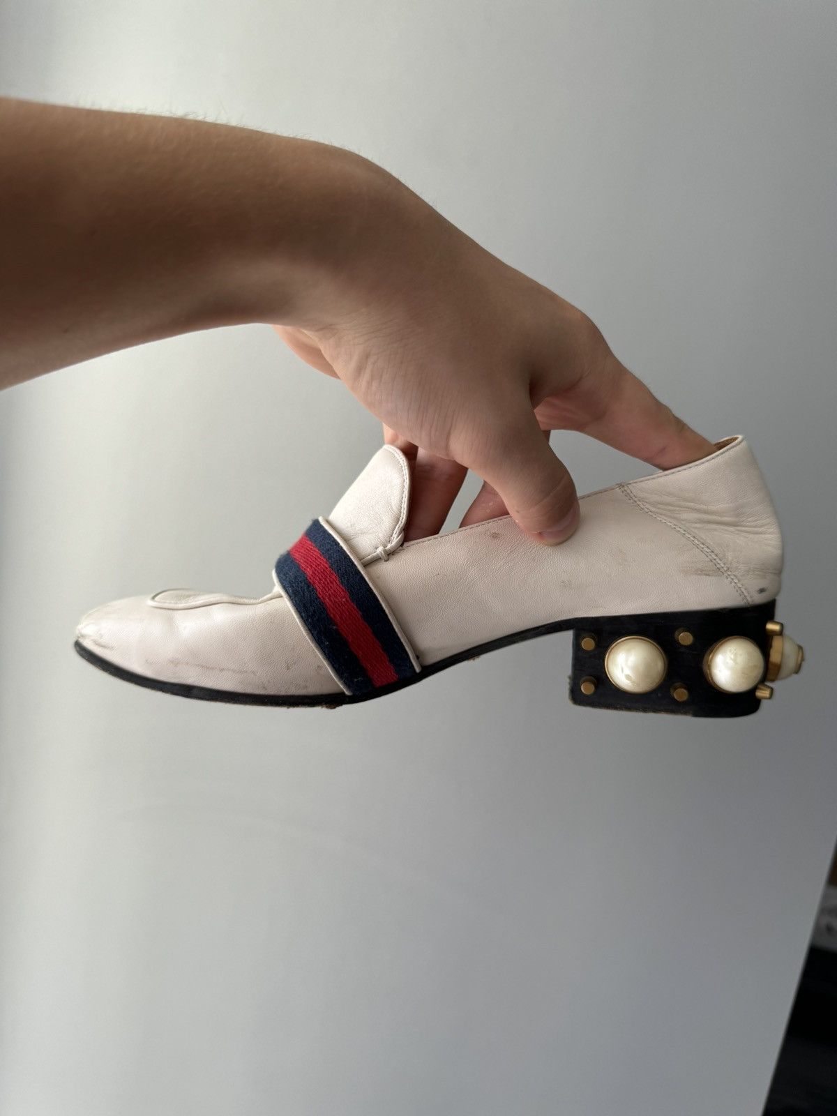 Gucci White Marmont Leather Espadrille Mules with Double G Flats Size US 8 / IT 38 - 7 Thumbnail