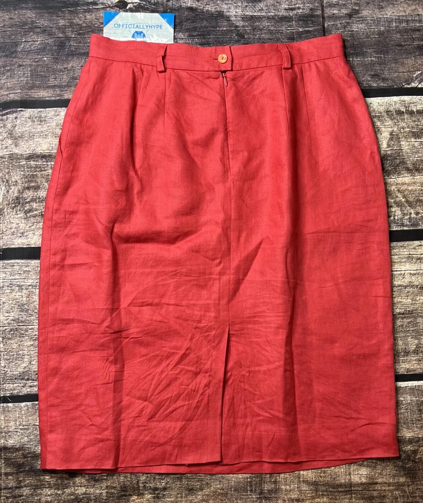 Lord & Taylor VTG Lord & Taylor 100% Linen Pencil Skirt Women's 16 Red Size 38" / US 16 / IT 52 - 1 Thumbnail